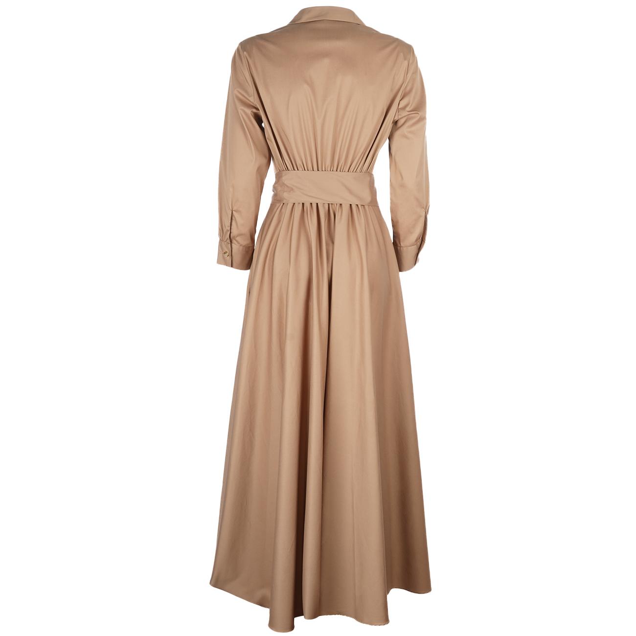 Abito Popeline Lungo Con Colletto E Cintura 3837 TABACCO MASCHERONI 