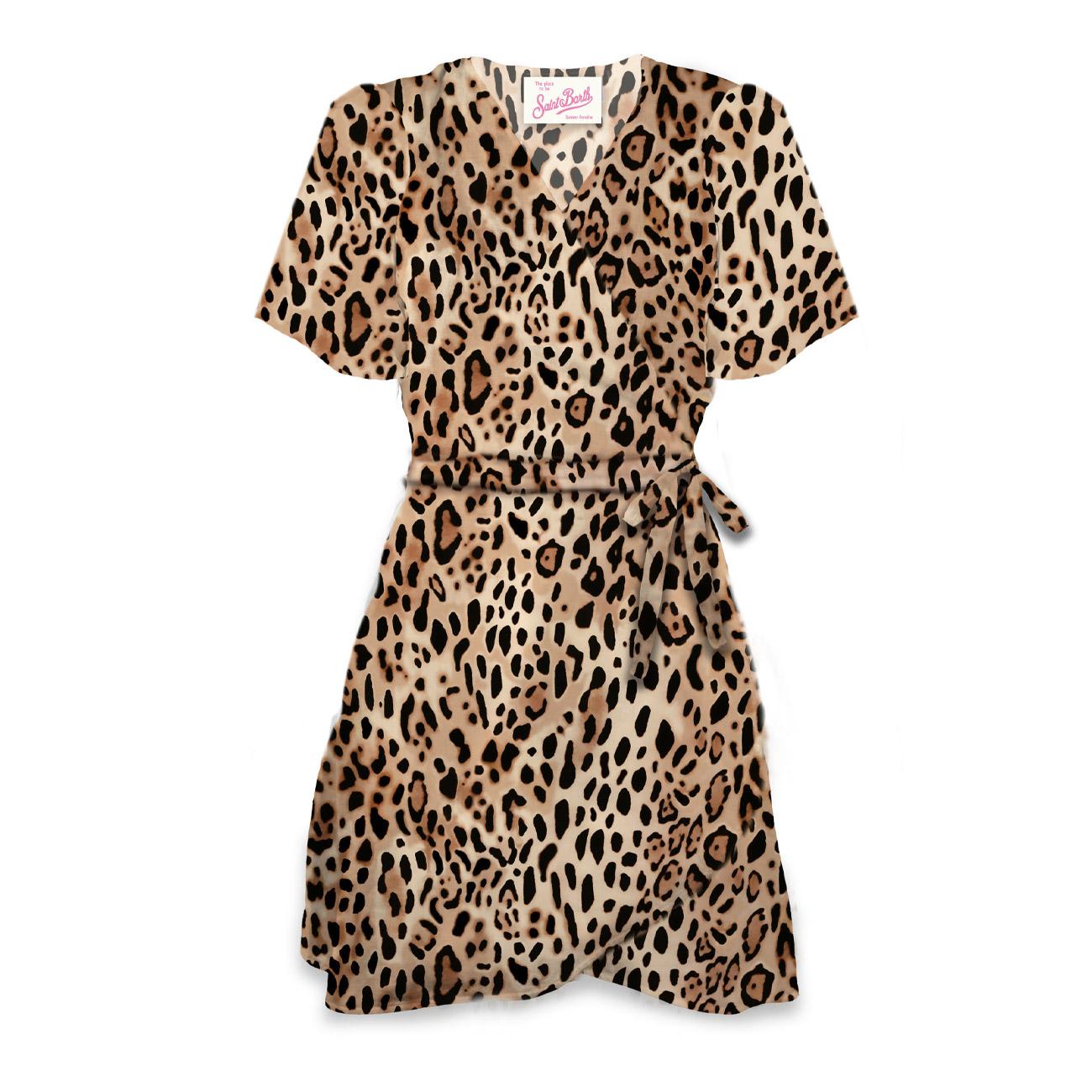 Abito Cedric Mini Donna Satin San Leopard CED001 05583F SATIN SAND LEOPARD 11 MC2 SAINT BARTH 