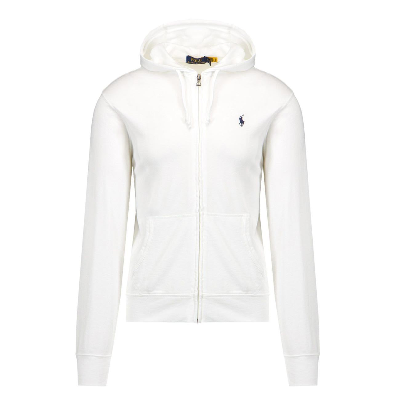 Felpa Zip Con Cappuccio In Cotone Garzato Uomo Bianco 710706348 002 WHITE POLO RALPH LAUREN 