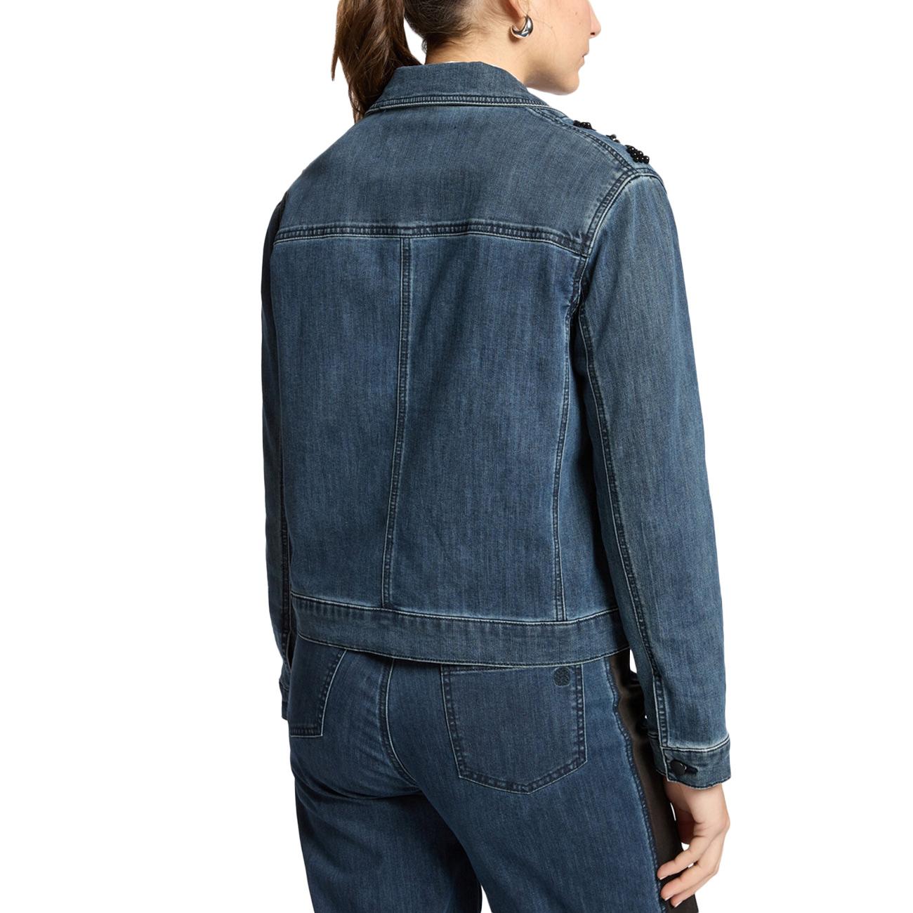 ELENA MIRO' Giacca Boxy In Denim Con Ricami R447P000093N 034 BLU 