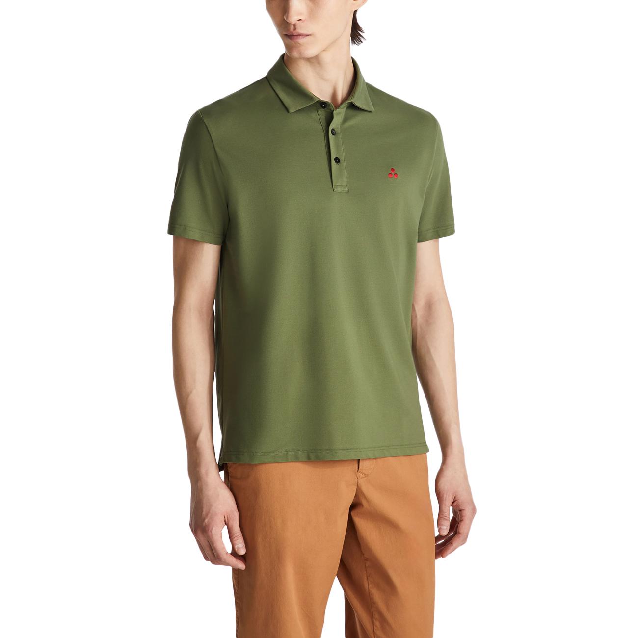 Polo Mezzola 02 In Piqué Di Cotone Stretch PEU5471 99012182 471 VERDE MILITARE PEUTEREY 