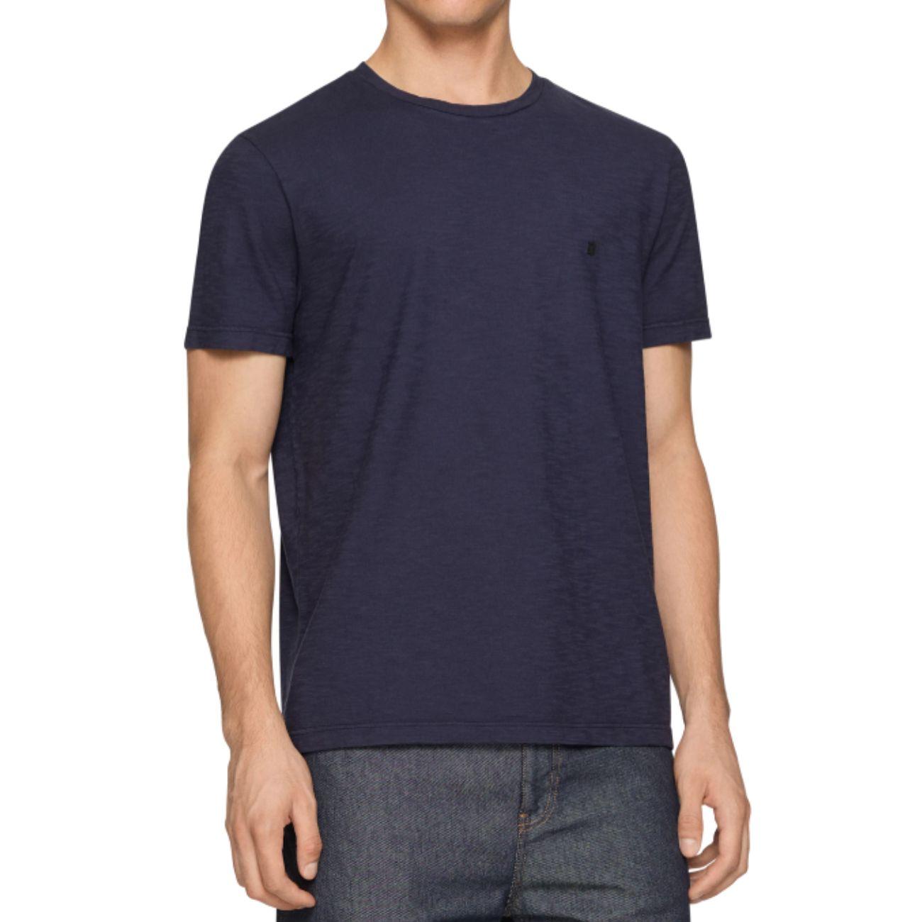 T-Shirt Girocollo In Jersey Fiammato US198JF0195U 890 BLU DONDUP 