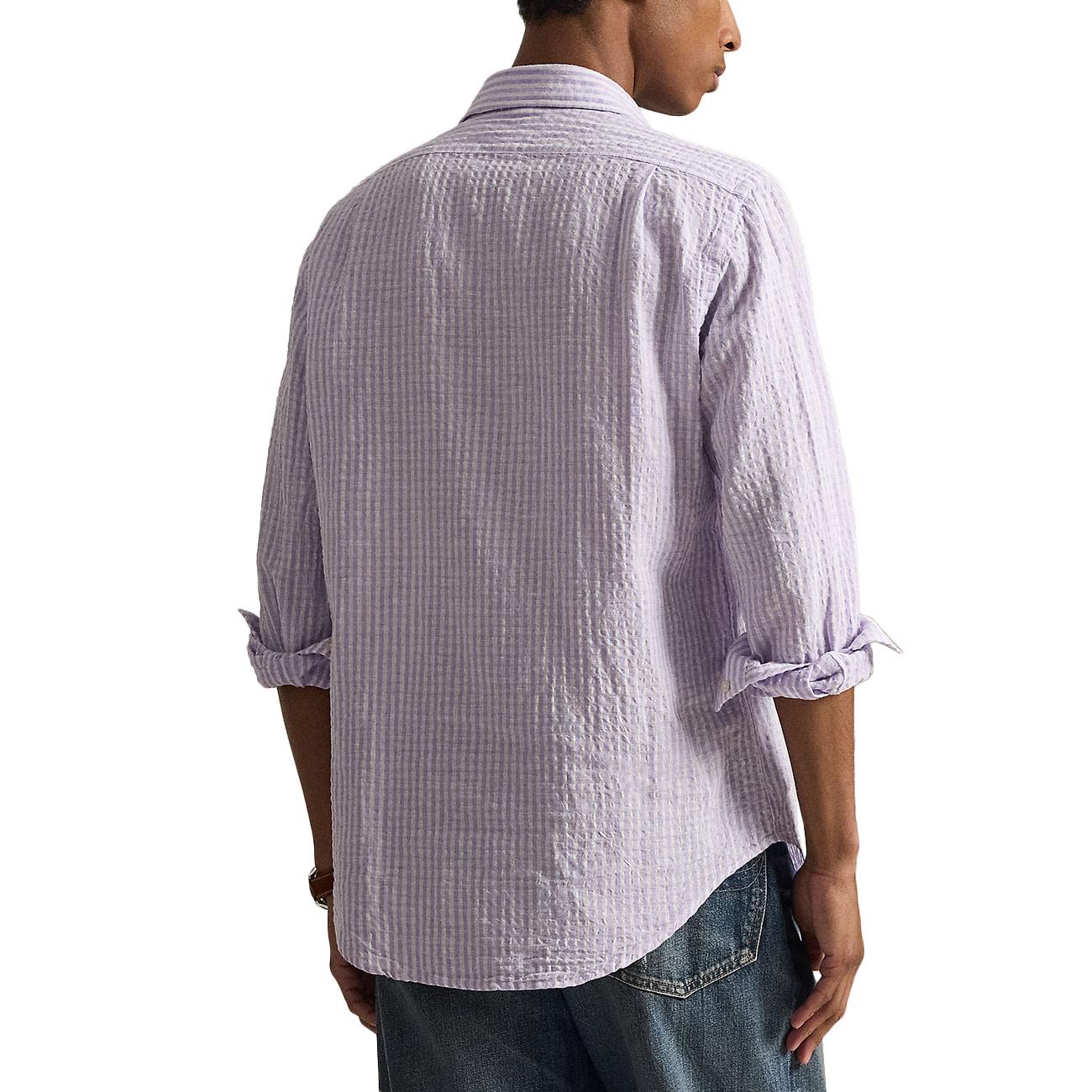 Camicia Seersucker A Righe 710B16700 003 7232C LAVENDER WHITE POLO RALPH LAUREN 