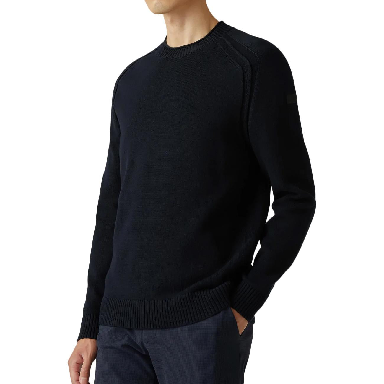 Knit Cotton Plain Round Uomo Blue Black WES032 60 BLUE BLACK RRD 