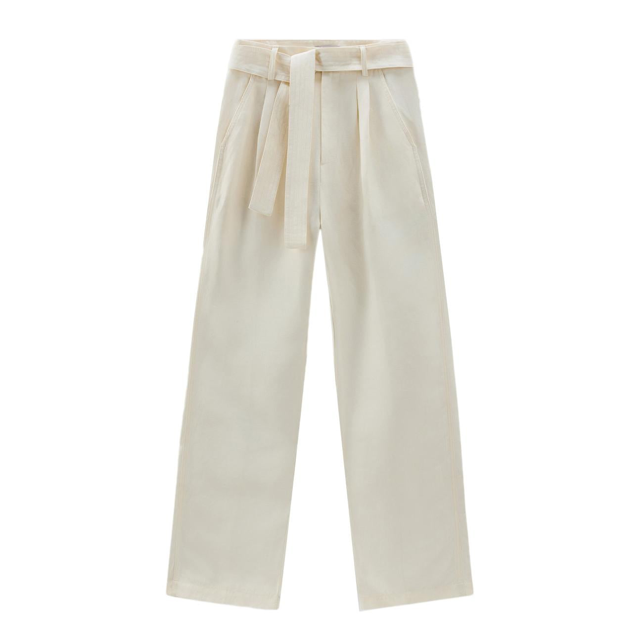 Pantalone In Misto Viscosa E Lino Donna Plaster White CFWWTR0151FRUT3043 8178 PLASTER WHITE WOOLRICH 