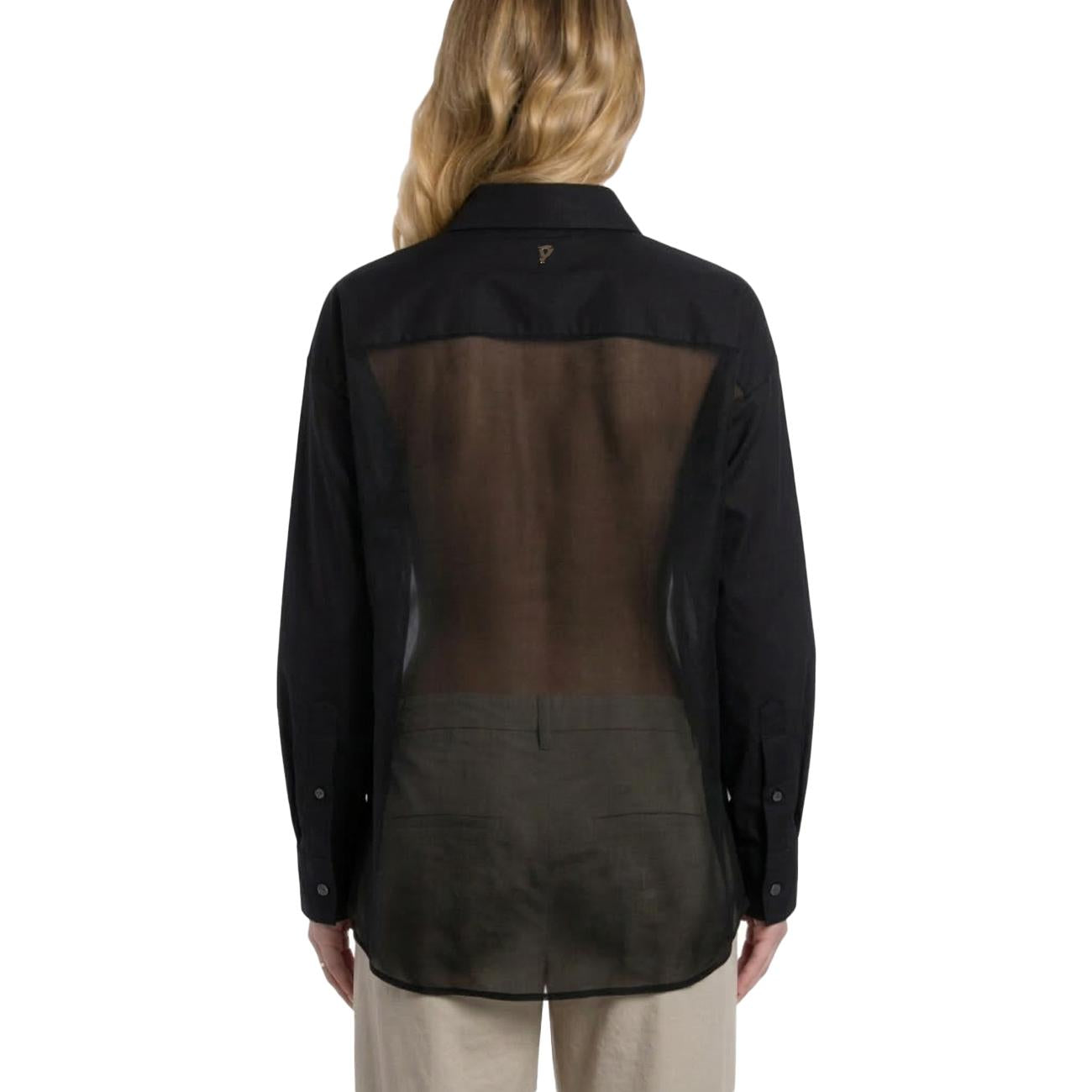 Camicia Over In Gabardina Tinto Filo DC492 CF0200 XXX 999 NERO DONDUP 