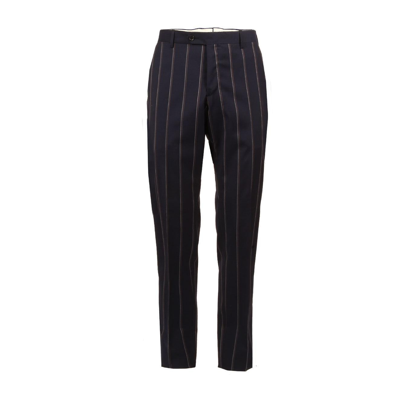 ABITO U. COLLO LANCIA TASCA TICKET POCKET GESSATO LBM 33069/1/3654 BLU RIGATO L.B.M.1911. 