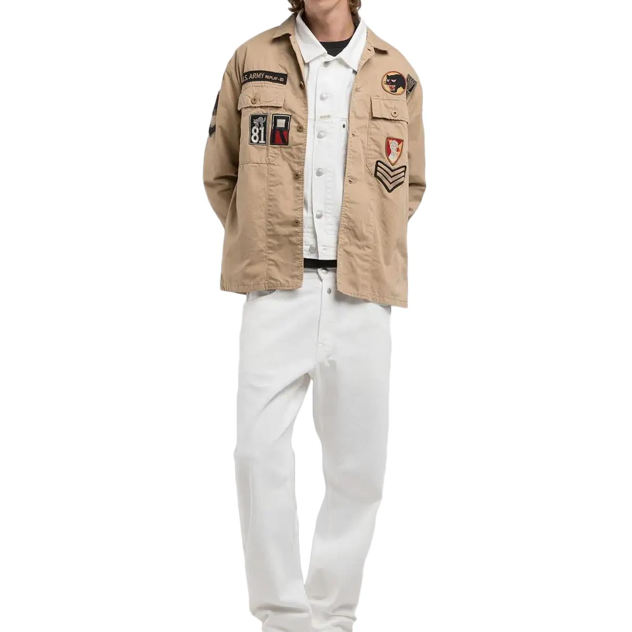 Field Jacket Con Patch Uomo Beige M8445A.000.85172 568 BEIGE REPLAY 