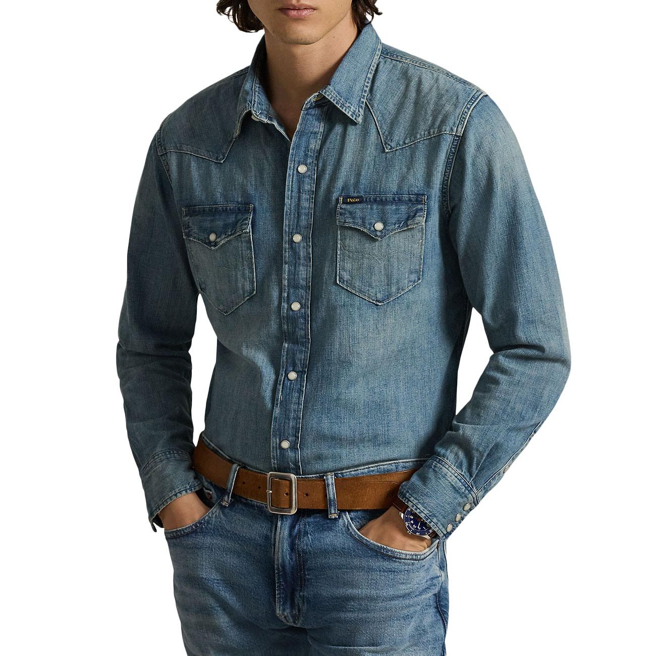 Camicia Western In Denim Slub 710703936 001 RL WESTERN POLO RALPH LAUREN 