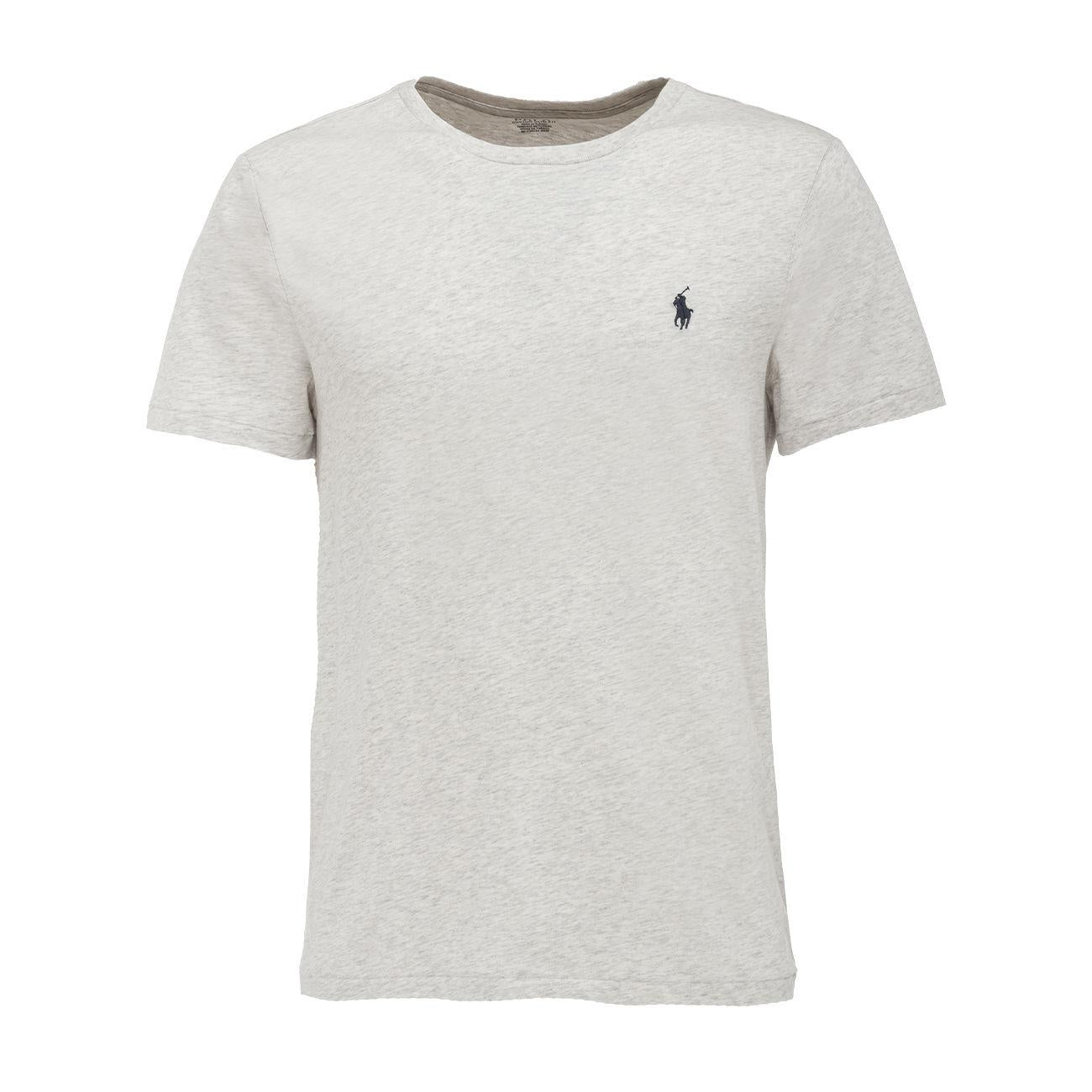 T-Shirt Girocollo In Cotone Con Logo Uomo Cream 710671438 241 CREAM HTR POLO RALPH LAUREN 