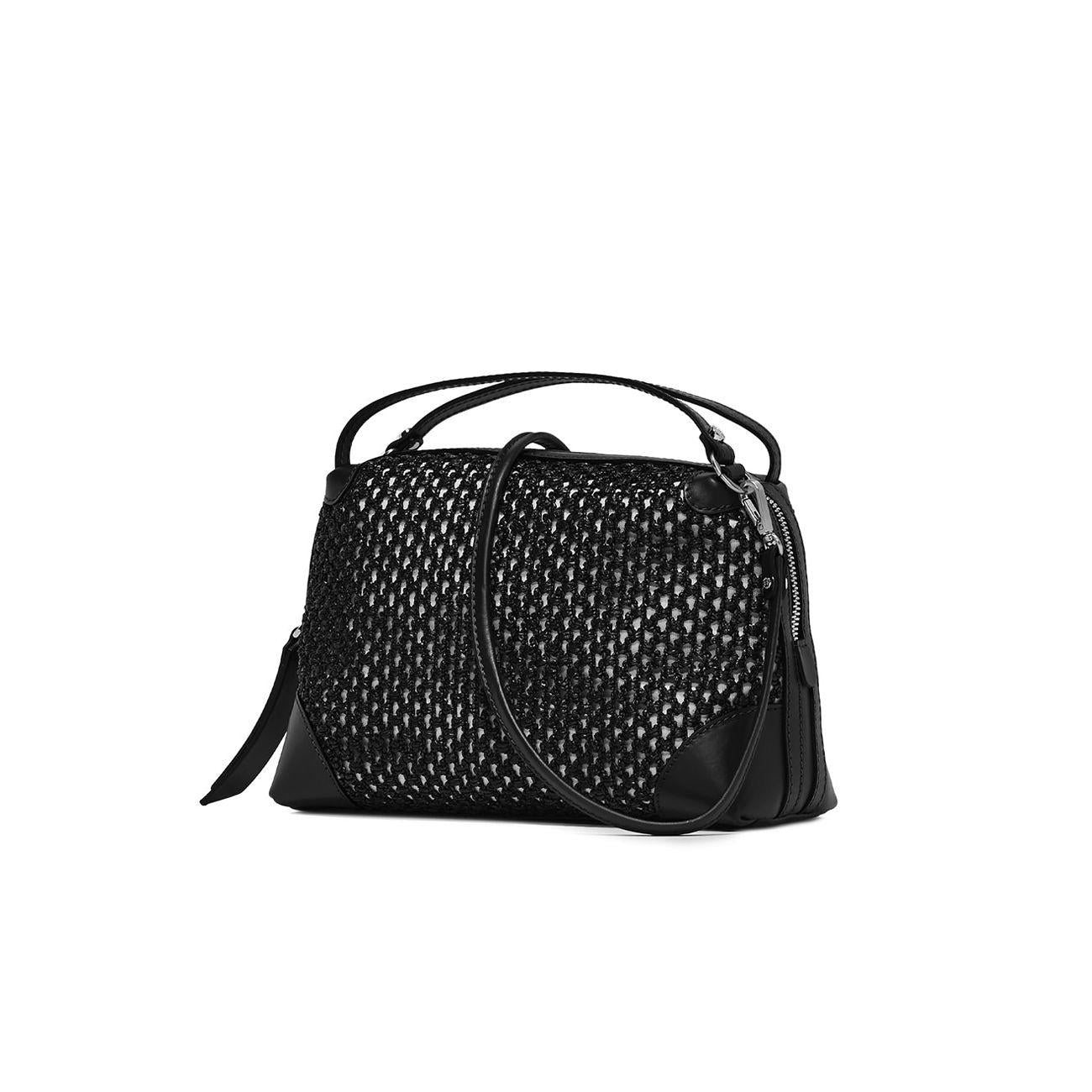 BORSA ALIFA PELLE E TESSUTO GIANNI CHIARINI BS8958/23PE RAFNET 001 NERO GIANNI CHIARINI 