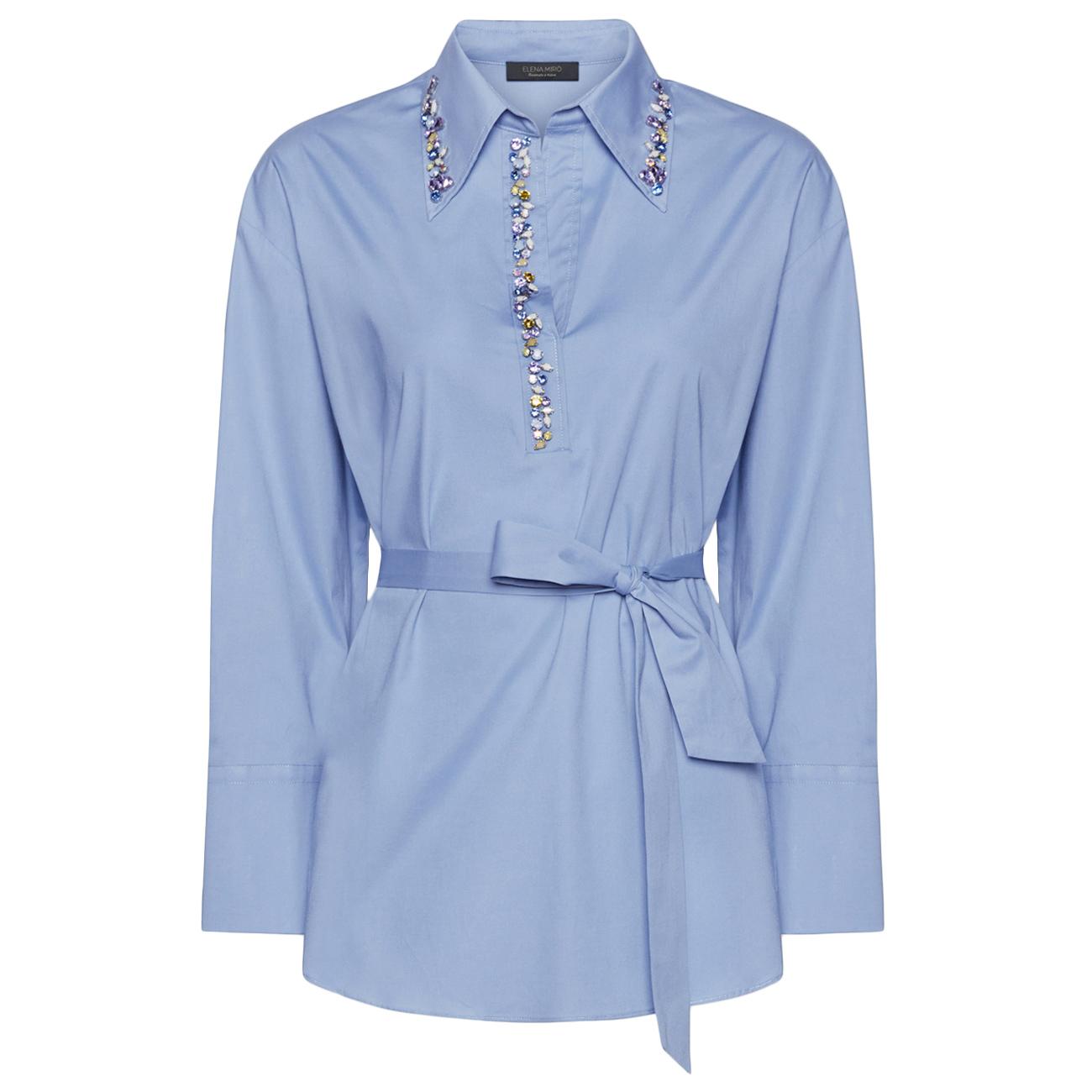 ELENA MIRO' Camicia In Popeline Con Cristalli 2040Z000020N 0F4 PERVINCA 