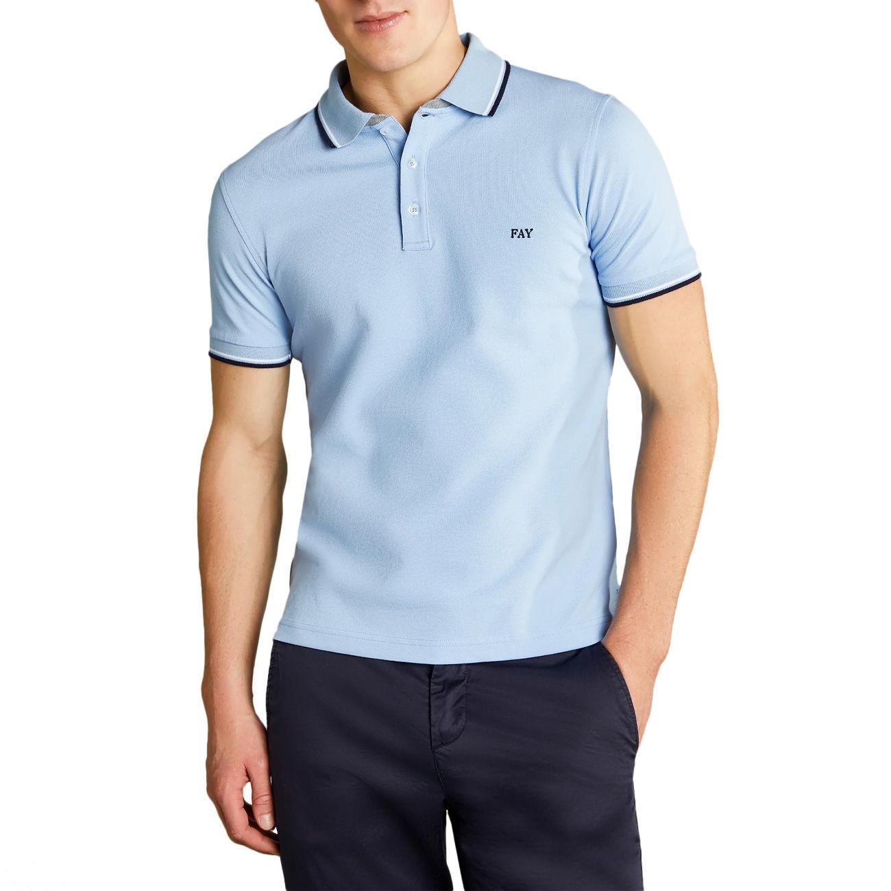 FAY Polo Stretch Db Collar Uomo Azzurro NPMB246140STDWU601 AZZURRO 