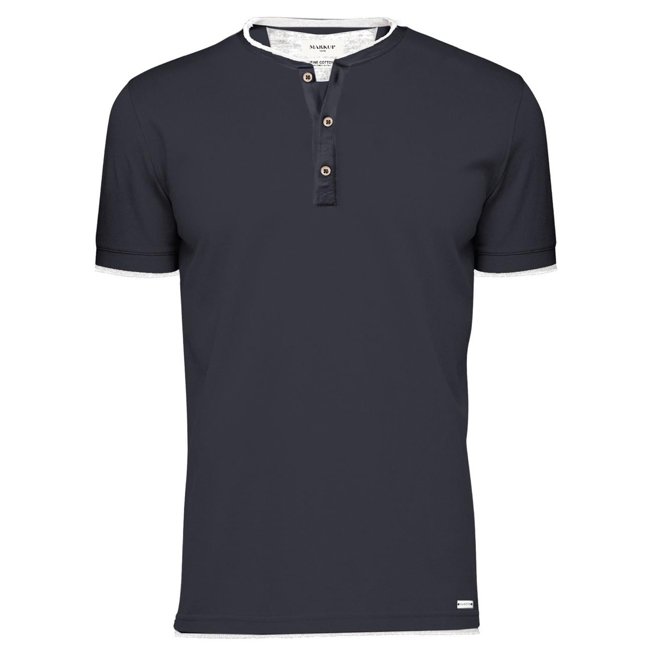 T-Shirt Serafino Con Contrasti MK891019 BLUE MARKUP 