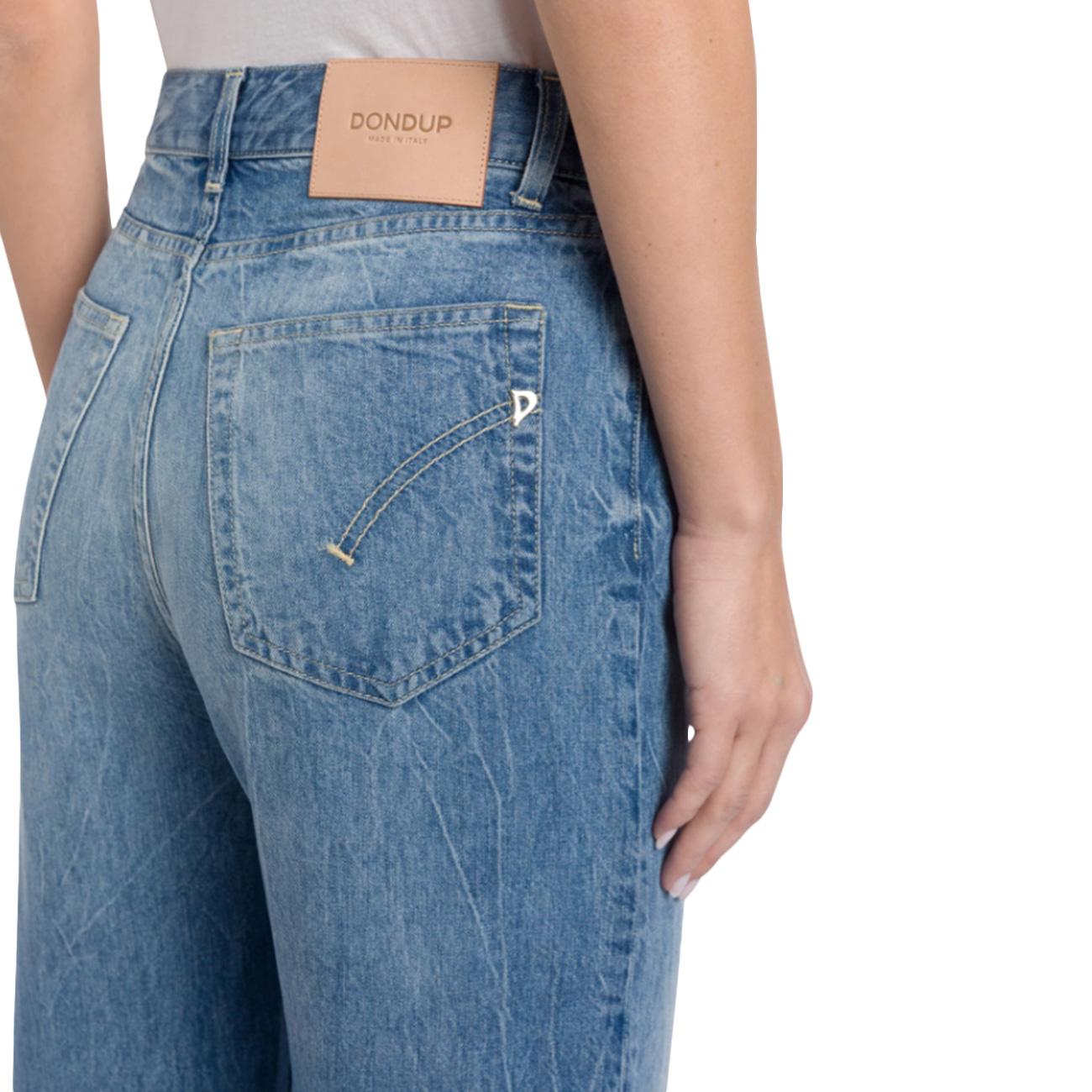 Jeans Amber Wide Leg In Denim Fisso Lyocell DP619 DF0266 MC3 800 BLU MEDIO DONDUP 