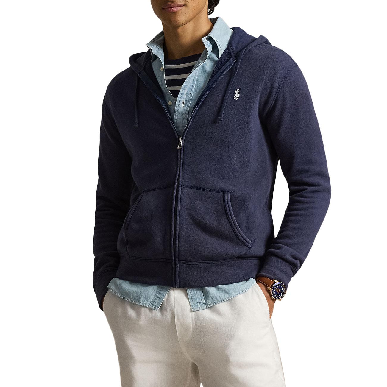 Felpa Con Cappuccio e Zip 710A12480 001 NEWPORT NAVY POLO RALPH LAUREN 
