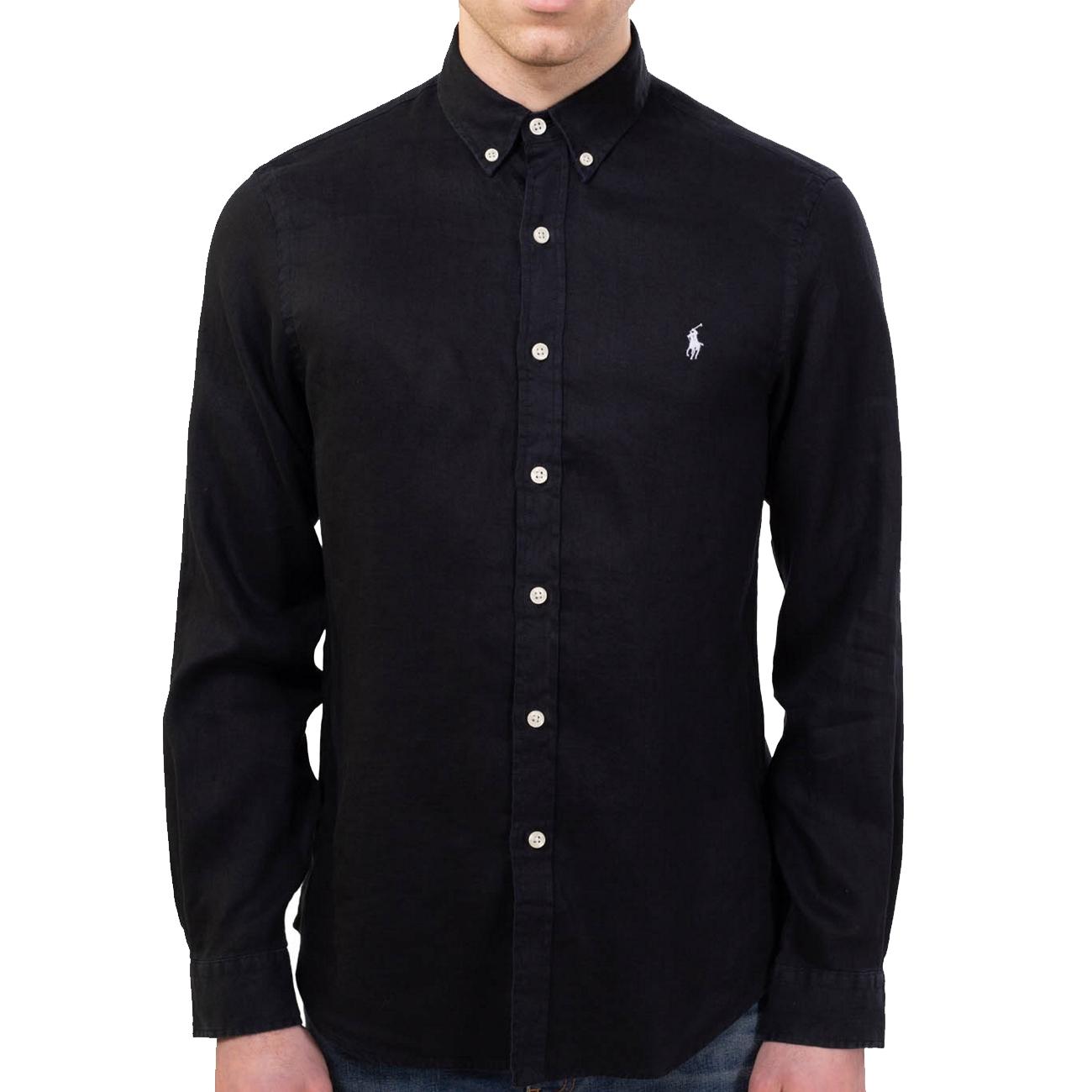 Camicia In Lino Uomo Polo Black 710829443 011 POLO BLACK POLO RALPH LAUREN 