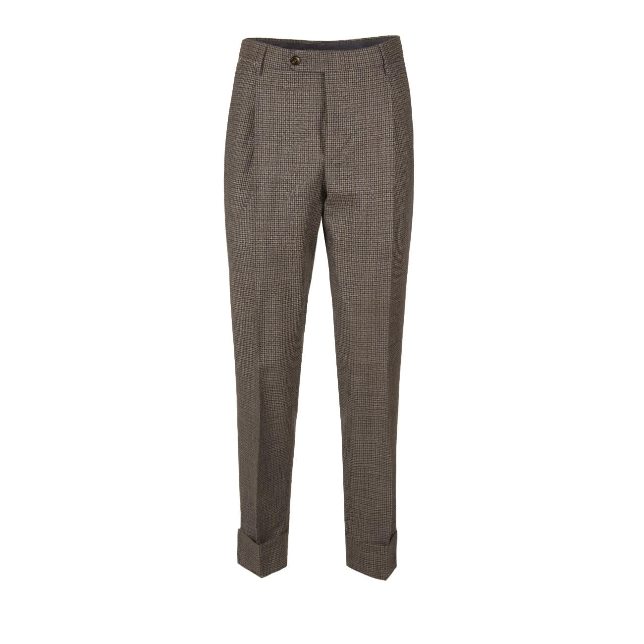 Pant.U.Flicker C/Pinces Lana Microcheck Pt01 PT01/CO/AFFKZ00CL1/MA92 0230BLU/MORO/GRIGIO PT TORINO 