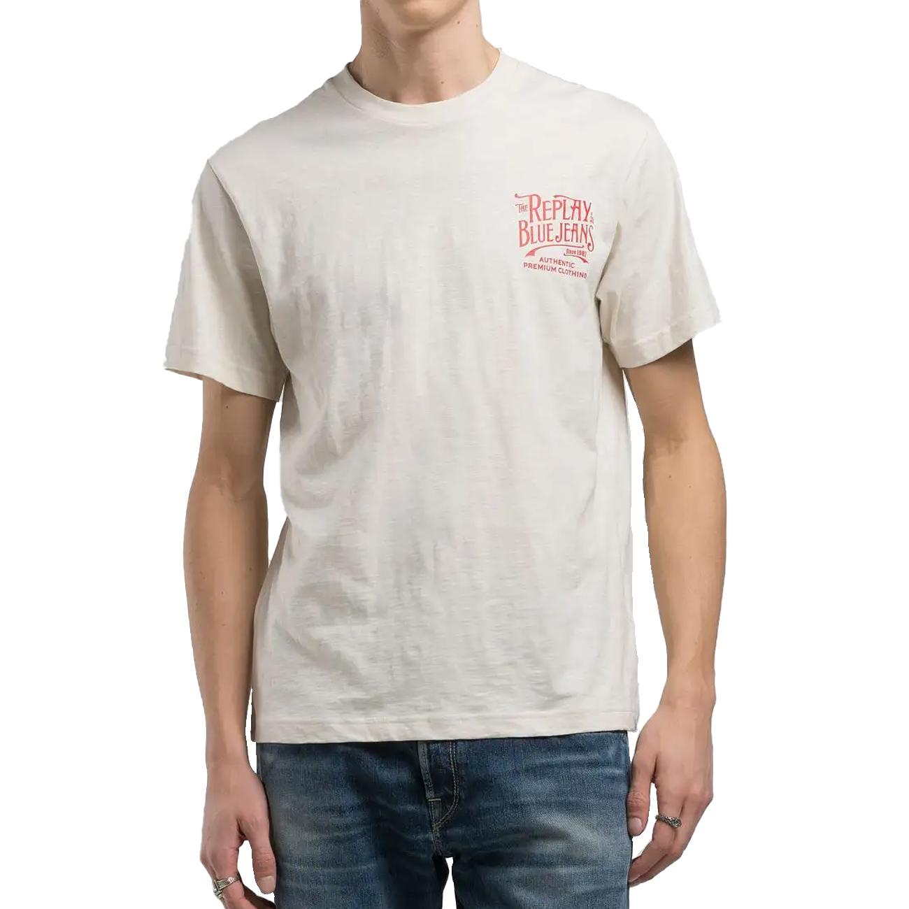 REPLAY T-Shirt In Jersey Fiammato Uomo Bianco M3023.000.22336 412 