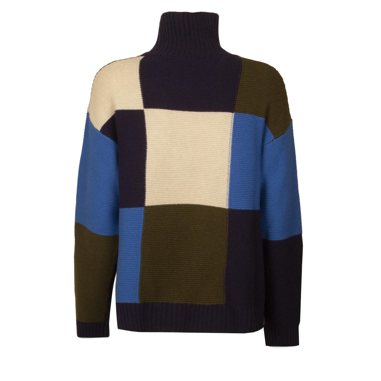 Maglia D. Collo Alto Intarsio Quadri Jucca J3611101 386 LAPIS JUCCA 