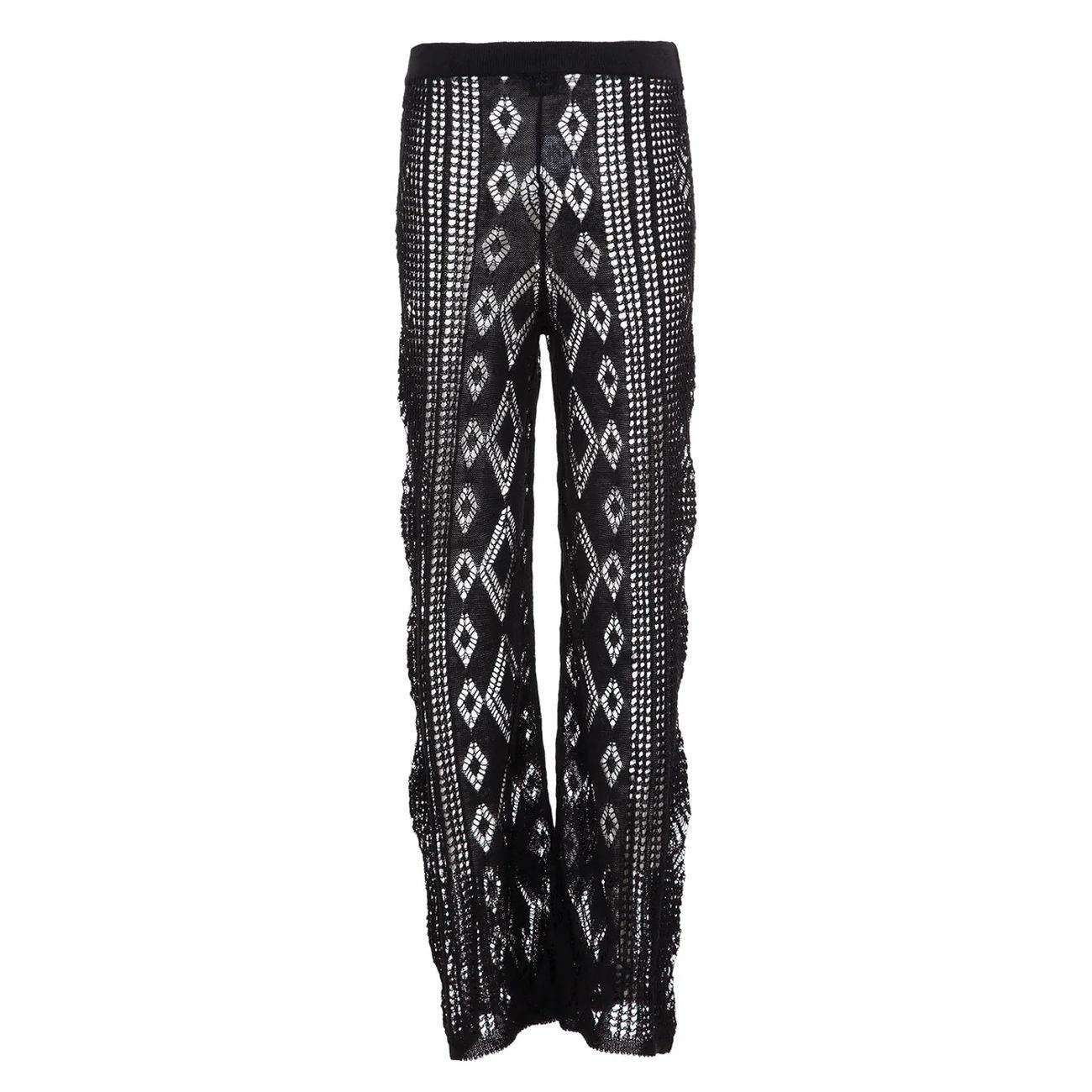 PANTALONE PUNTO PIZZO LINO AKEP PTKD01050 NERO AKEP 