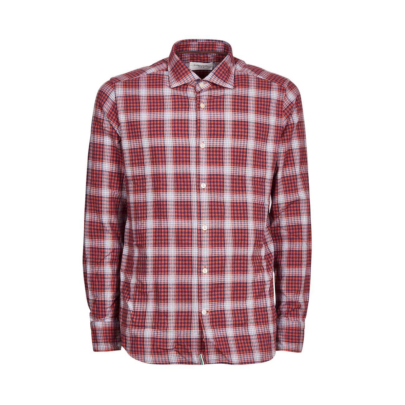 Camicia Maniche Lunghe Scozzese In Flanella Uomo Corallo Blu TIN/1RKUNJW QL1CORALLO/BLU TINTORIA MATTEI 954 