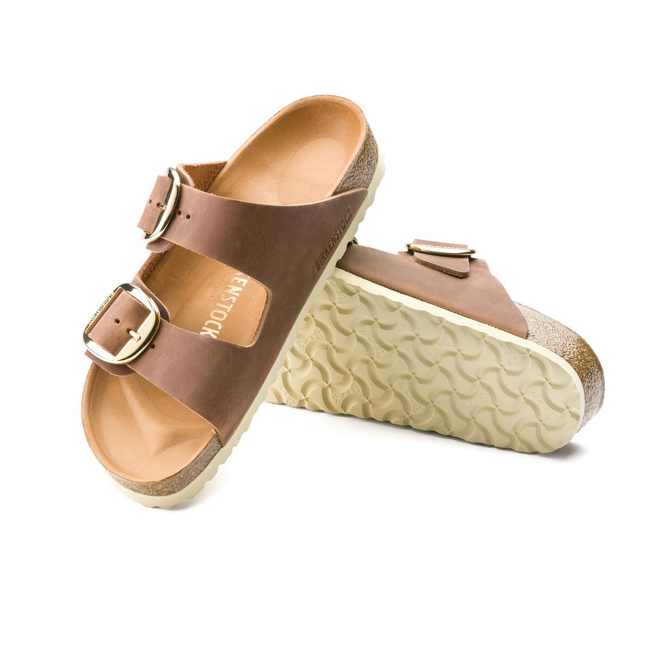 Sandali Arizona Grande Fibbia In Pelle Oliata 1011073 COGNAC BIRKENSTOCK 