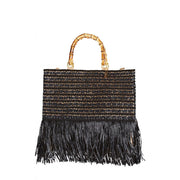 BORSA D. CAPRI TOTE RAFIA MEDIA LM CAMN NERA LA MILANESA 