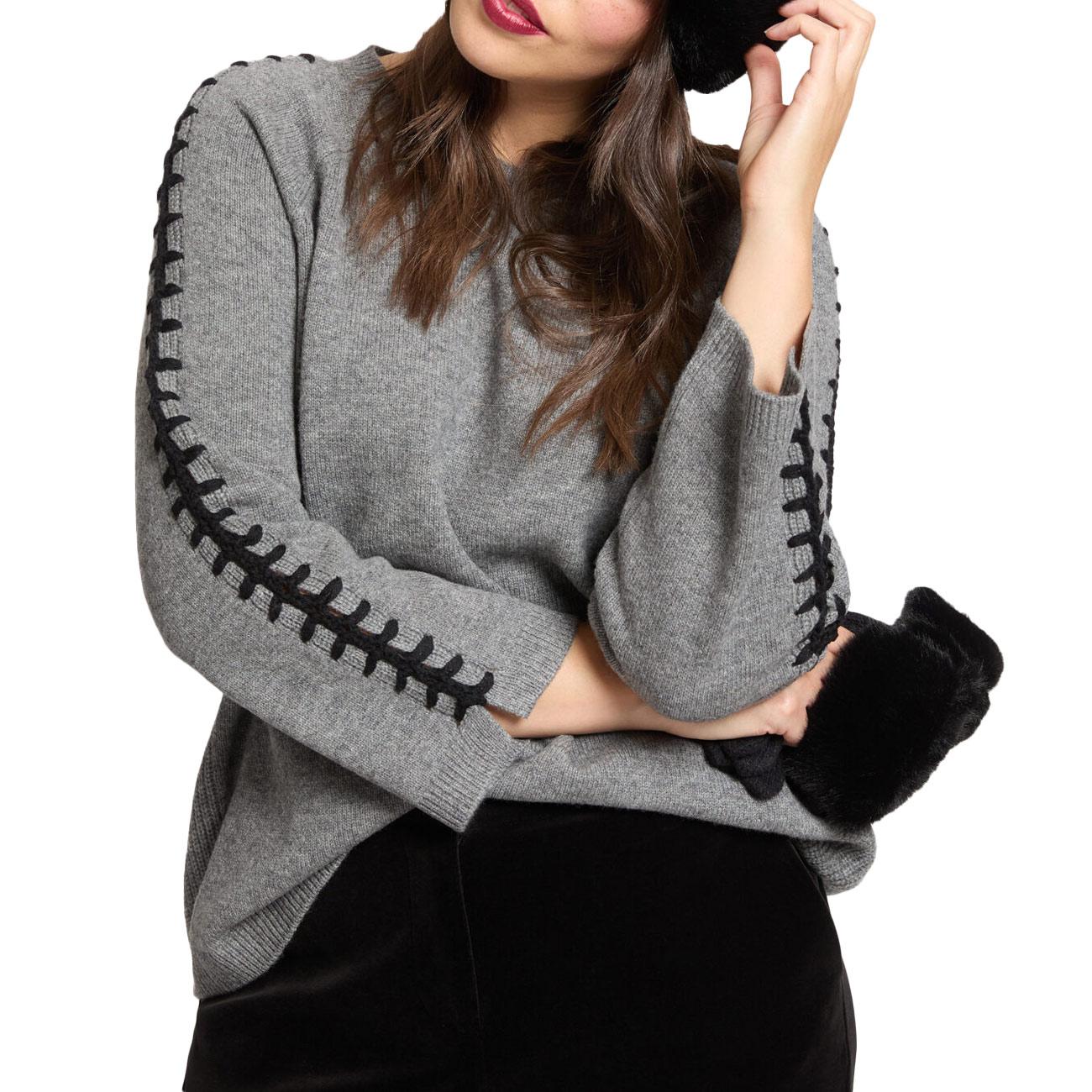 Maglia In Pura Lana Con Ricamo M434Z000562N 013 MEDIUM GREY ELENA MIRO' 