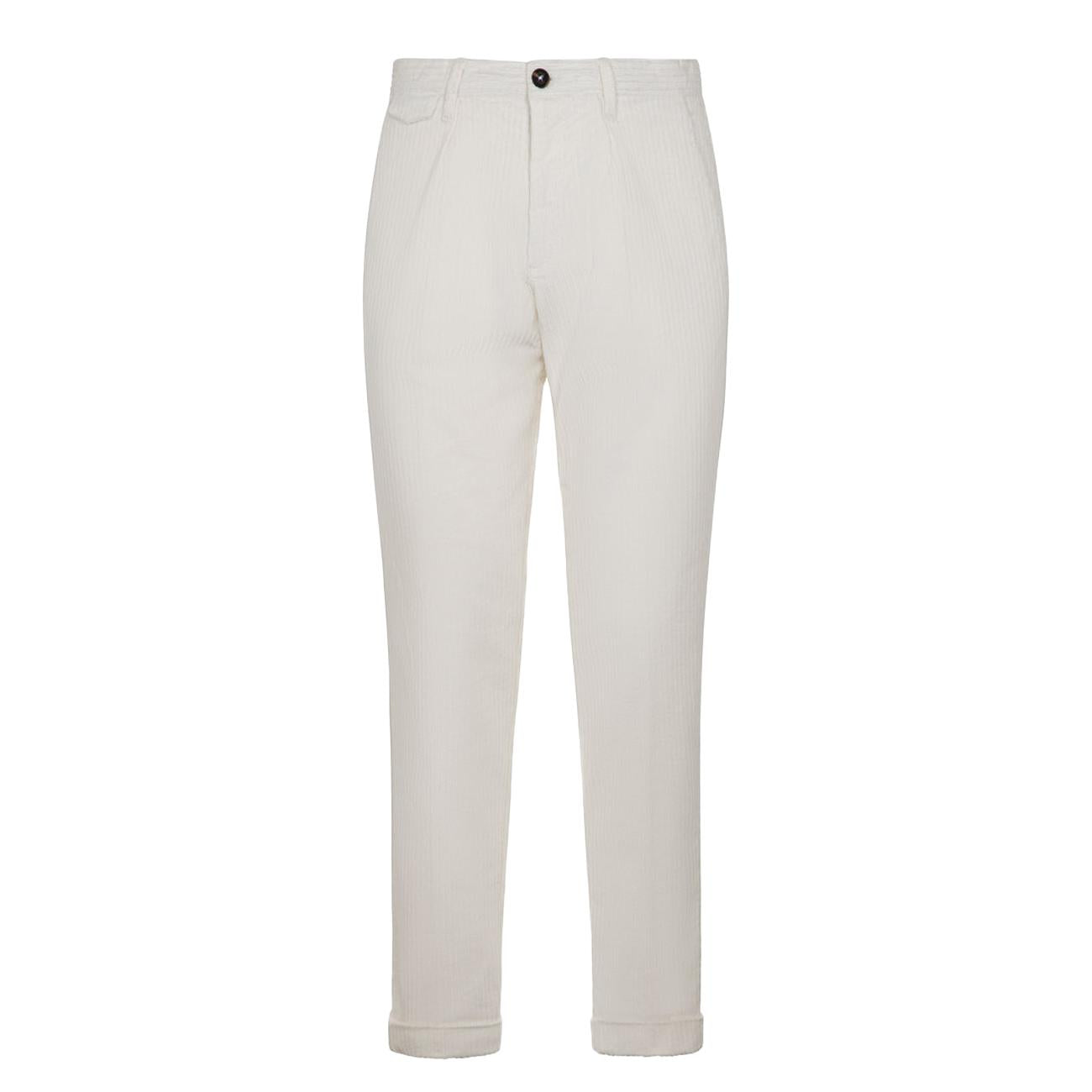 Pantalone One Pince Velluto Uomo Latte MK795117 LATTE MARKUP 