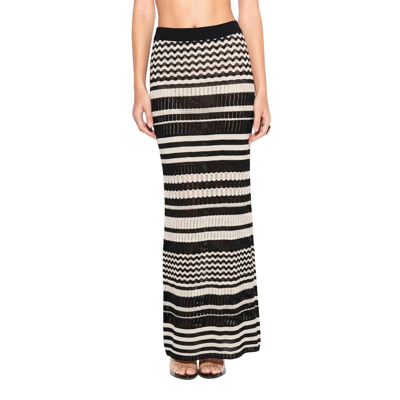 Gonna Lunga A Righe In Maglia GOKD13207 NERO/BIANCO AKEP 