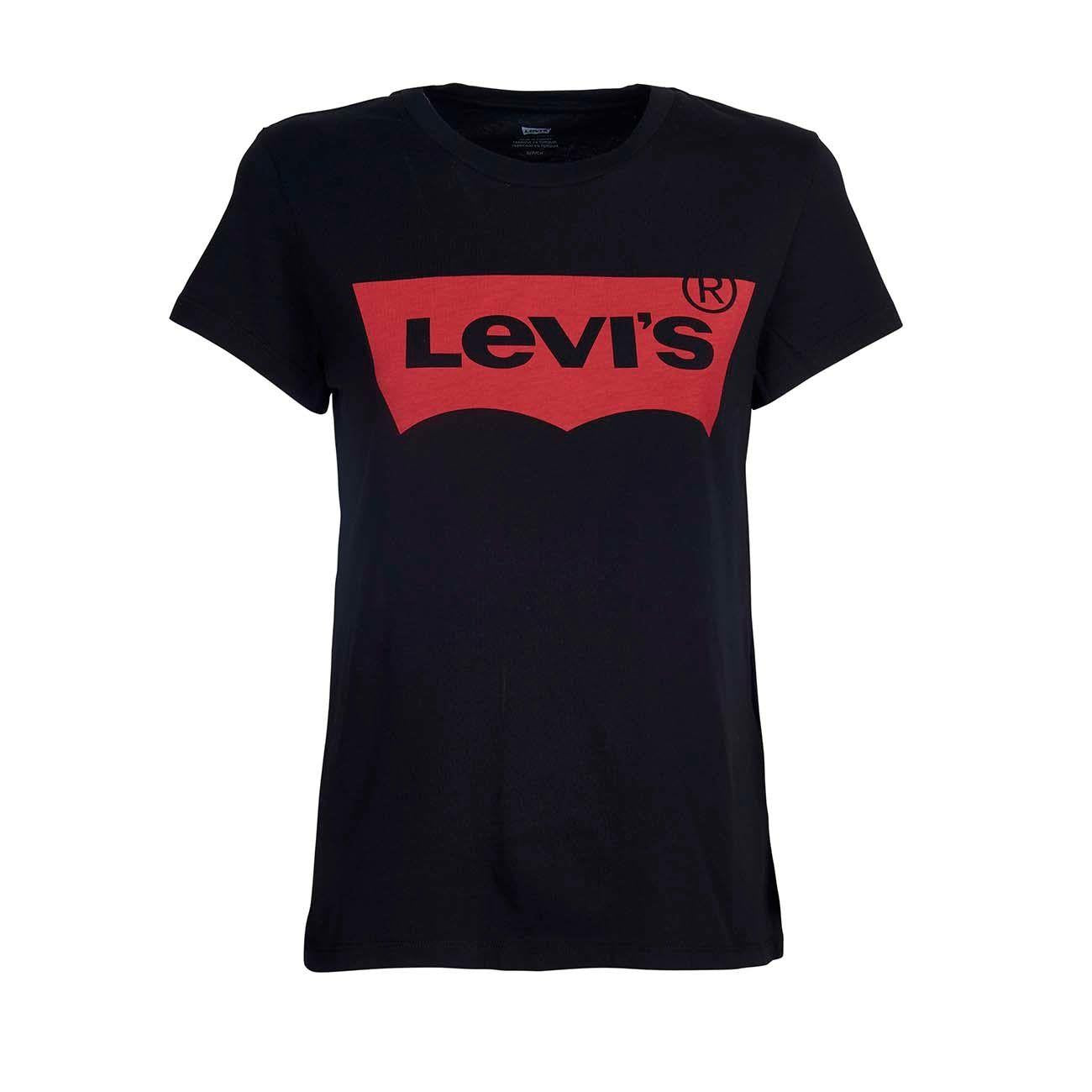 LEVIS T-Shirt The Perfect Graphic Tee With Logo Donna Nero Rosso LEVI/17369/0201 NERO/ROSSO 