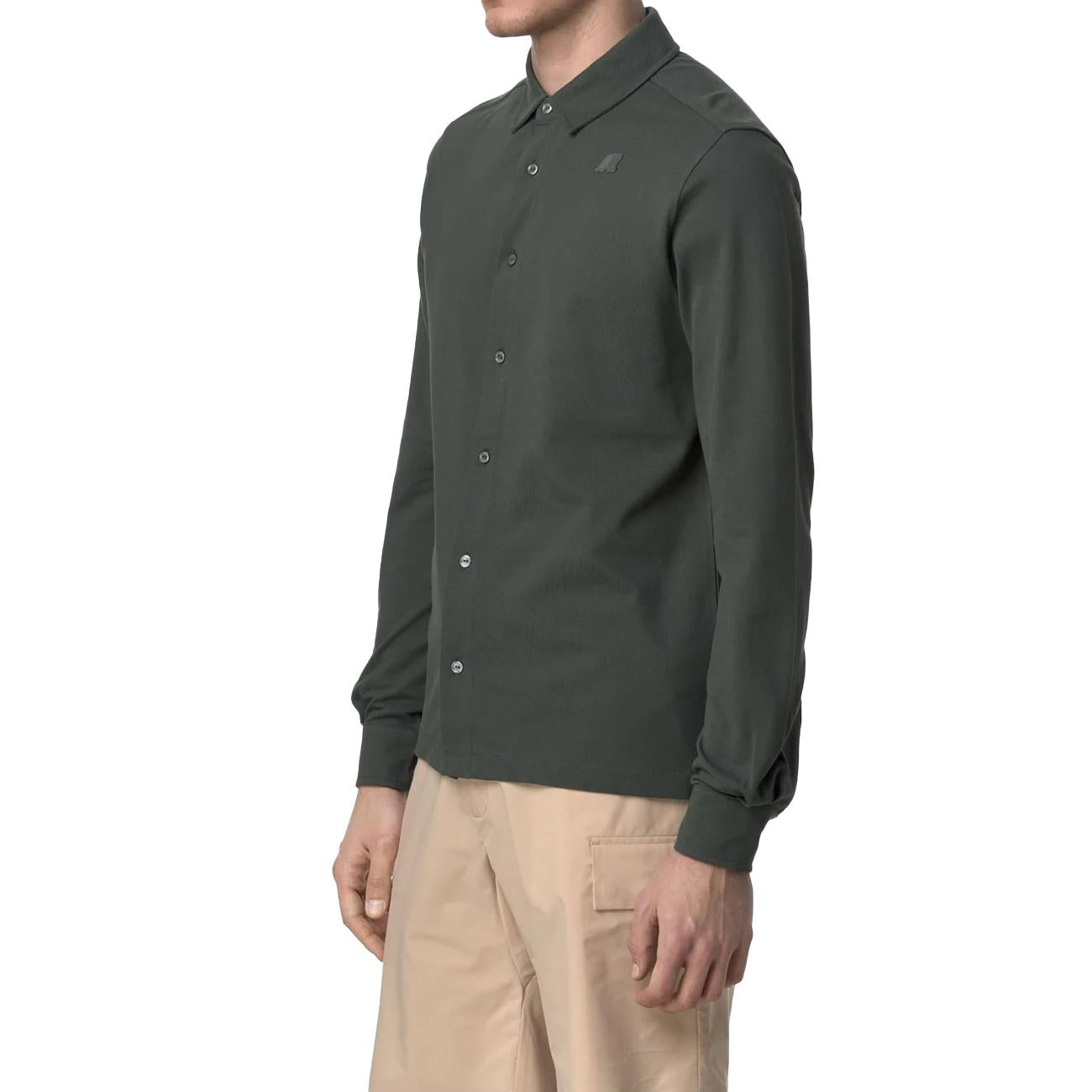 Camicia Timothee Pique K21425W WMR GREEN BLACKISH K-WAY 