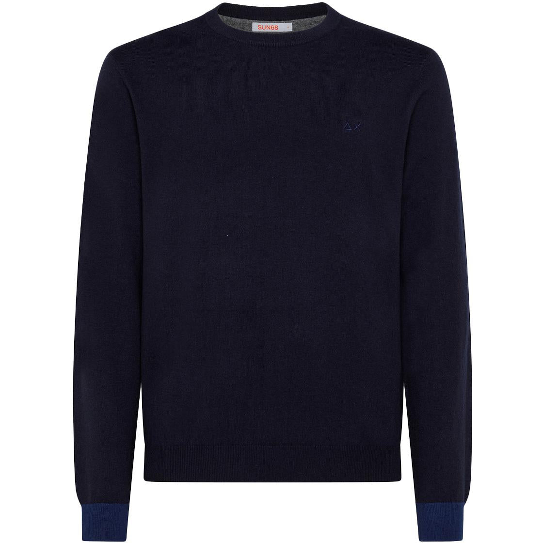 Pullover Round Elbow Contrast Uomo Navy Blue K42110 07 NAVY BLUE SUN68 