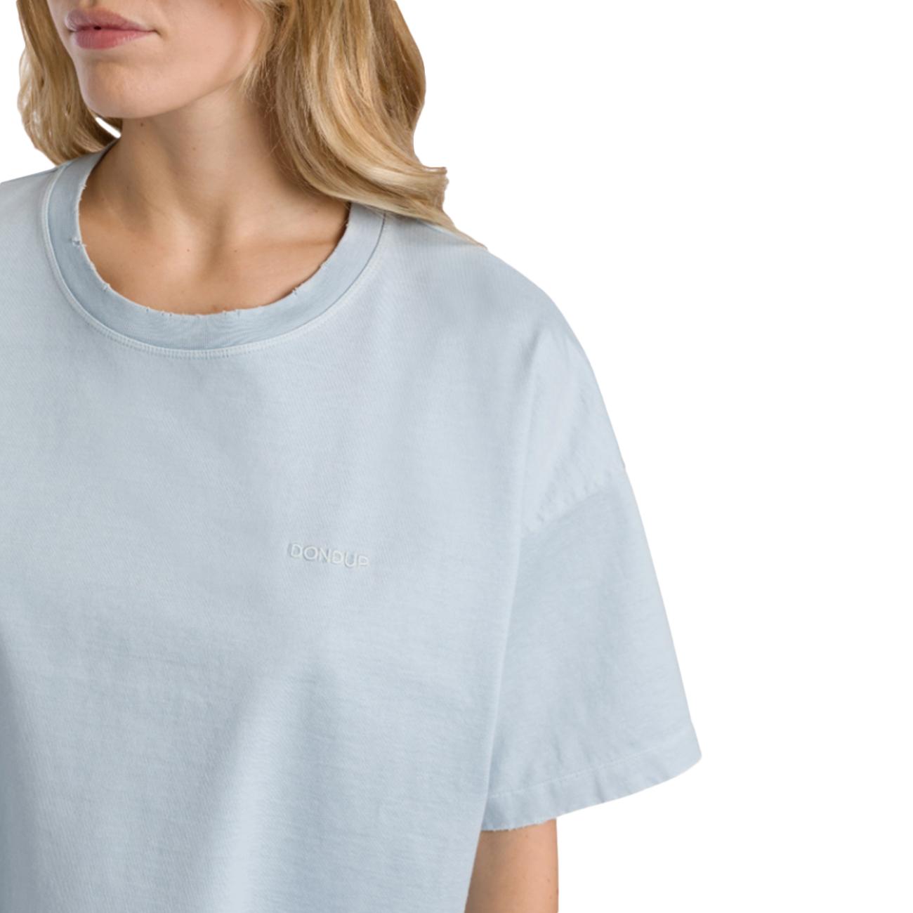 T-shirt Girocollo Cropped In Jersone Trattato DS077 JF0352R MD2 807 AZZURRINO DONDUP 