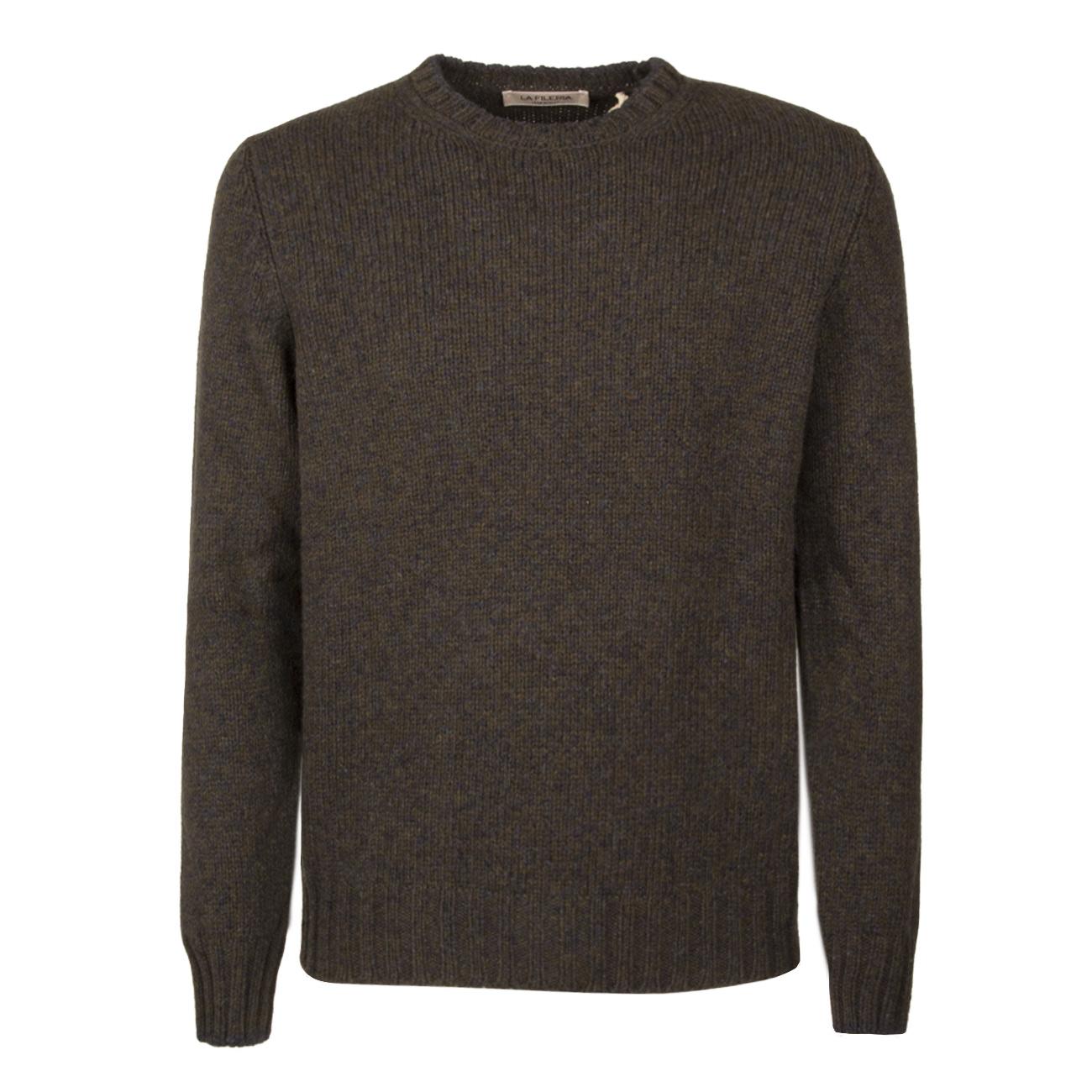 Maglia In Lana Uomo Verde Blu Melange 10158/25701 752 VERDE/BLU MELANGE LA FILERIA 