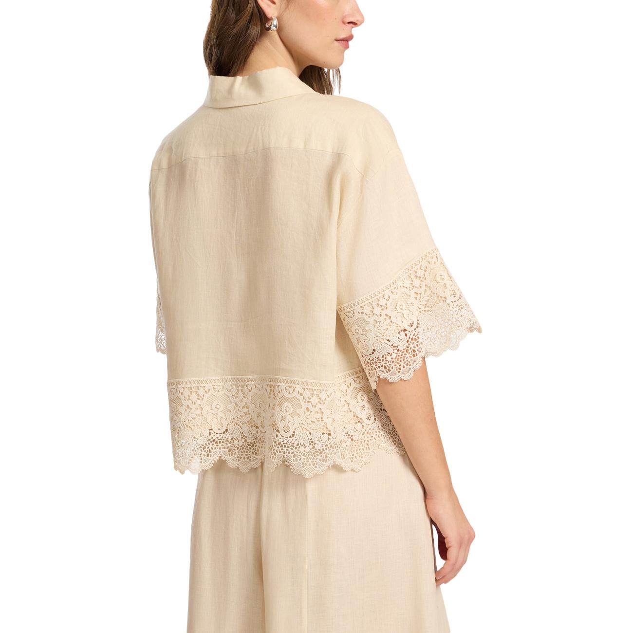 Camicia In Lino Con Pizzo 5188P000271N 02 SABBIA ELENA MIRO' 