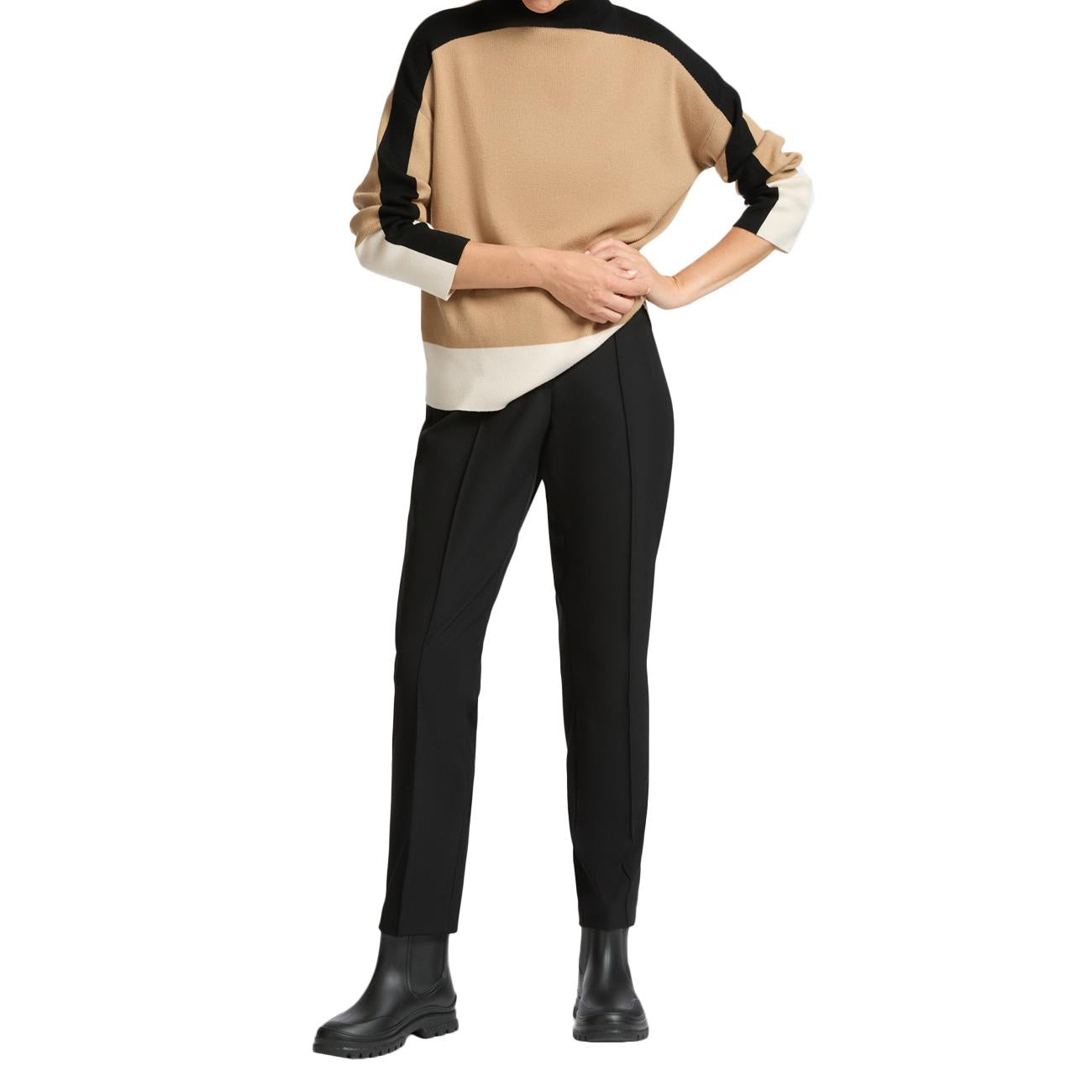 Pantalone Sigaretta In Tessuto Tecnico P150P000339N 033 NERO ELENA MIRO' 