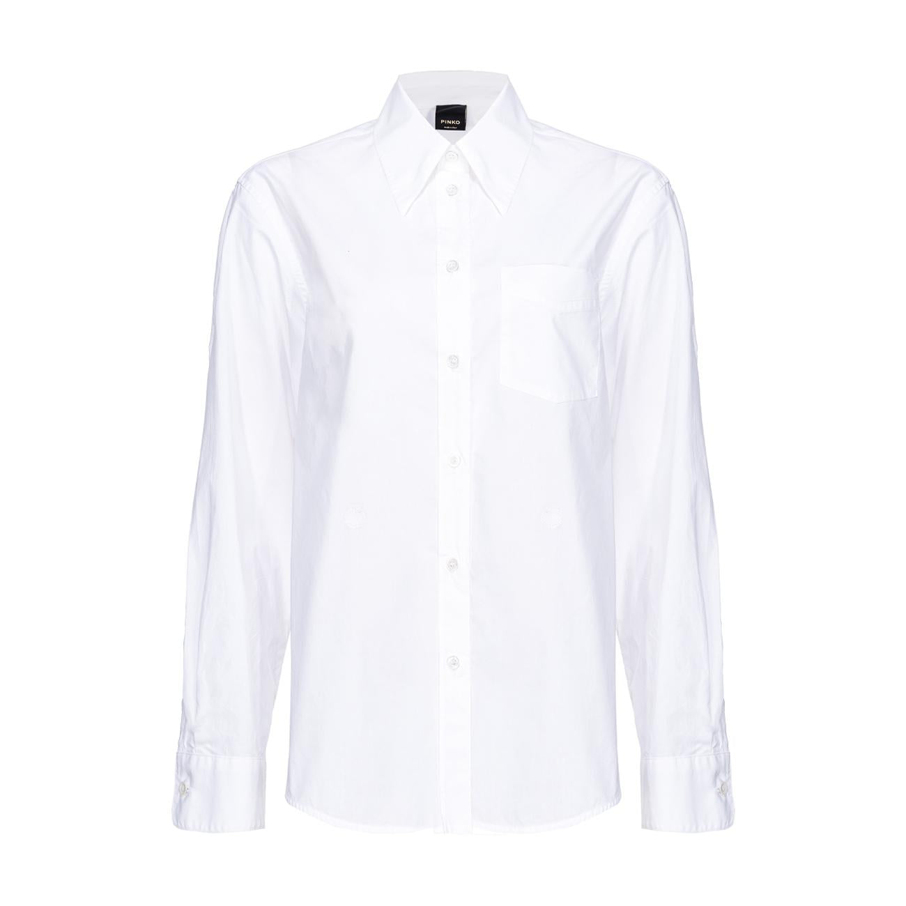 Camicia Corea In Popeline Donna Bianco Brillante 103708/A1XZ Z04 BIANCO BRILLANTE PINKO 
