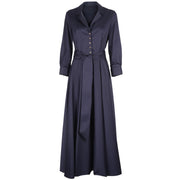 Abito Popeline Lungo Con Colletto E Cintura 3837 BLU MASCHERONI 