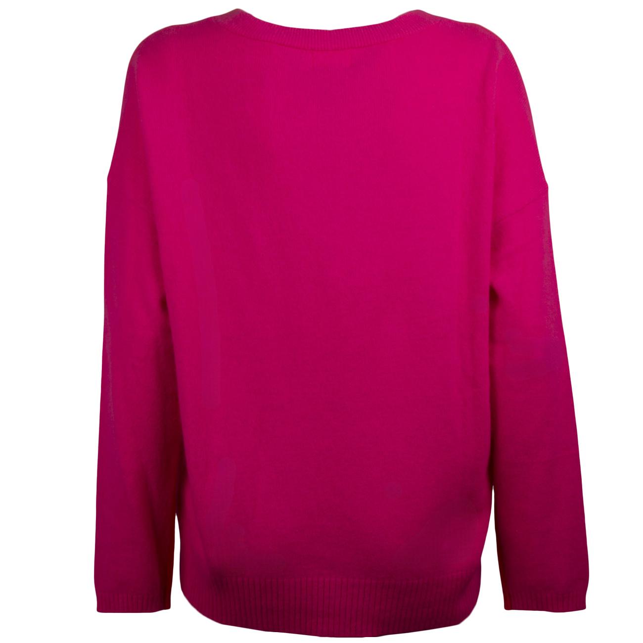 Pullover scollo a V MHE221 50 FUCSIA MA PETITE CAPSULE 