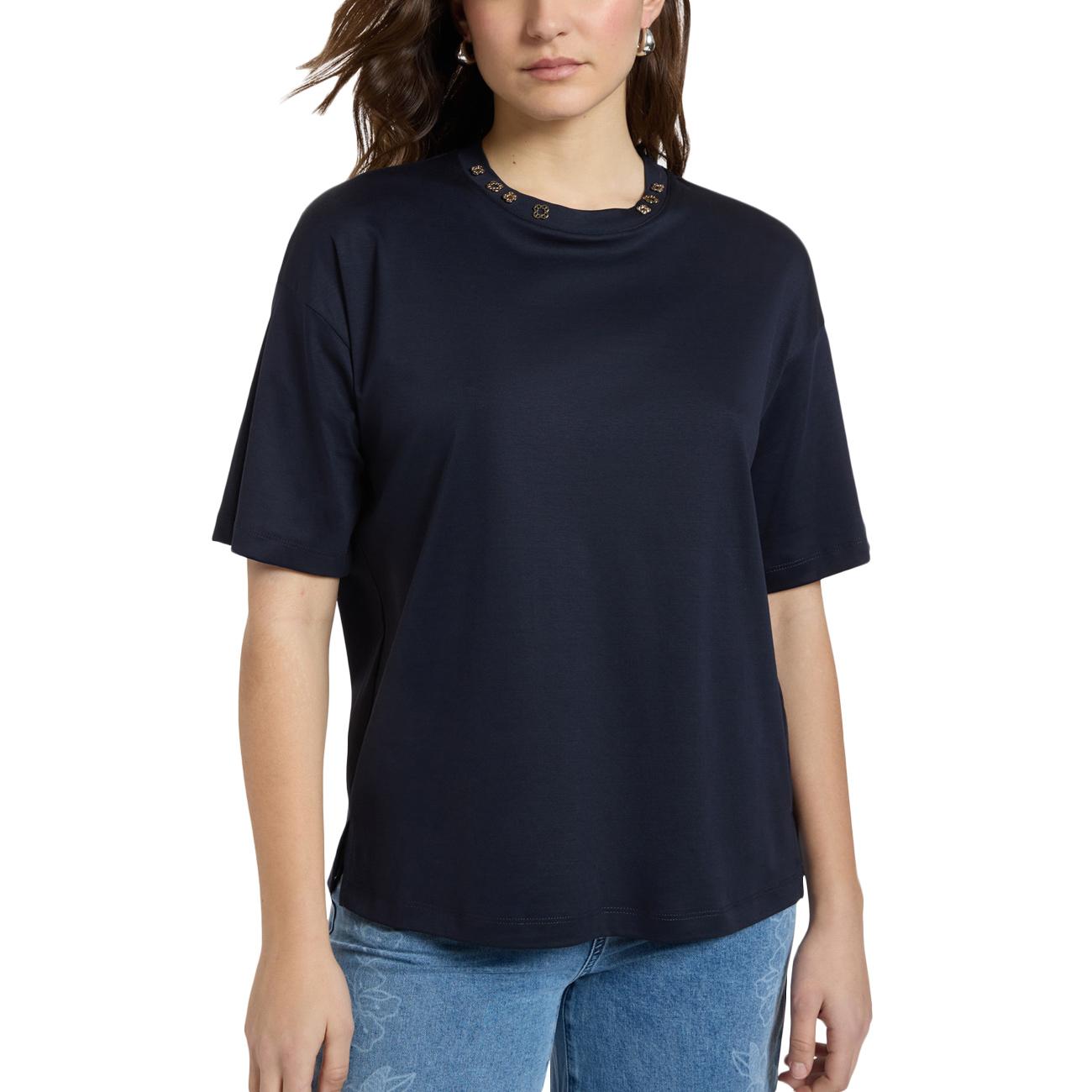 ELENA MIRO' T-shirt Con Applicazioni Monogram G065Z000583N 034 BLU 