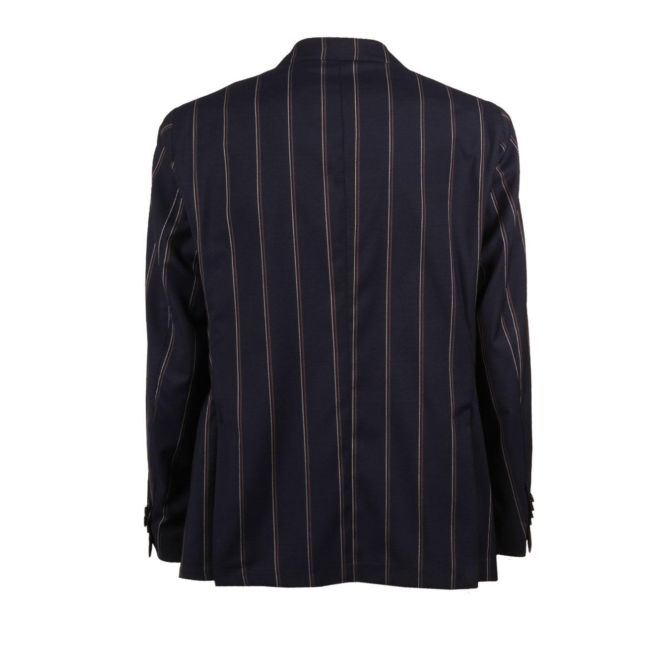 ABITO U. COLLO LANCIA TASCA TICKET POCKET GESSATO LBM 33069/1/3654 BLU RIGATO L.B.M.1911. 