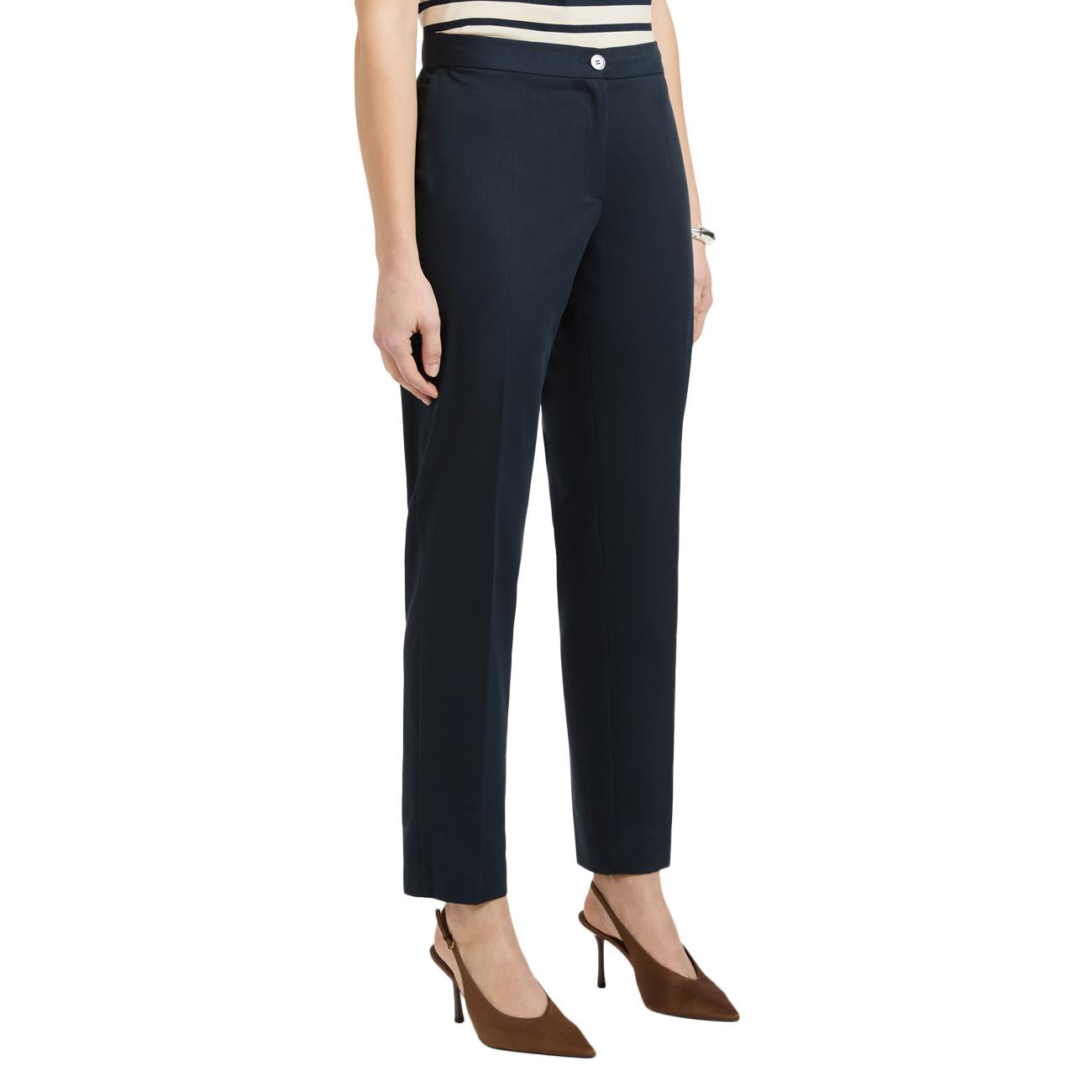 Pantaloni Dritti In Raso Stretch P010P000498N BLU NAVY ELENA MIRO' 