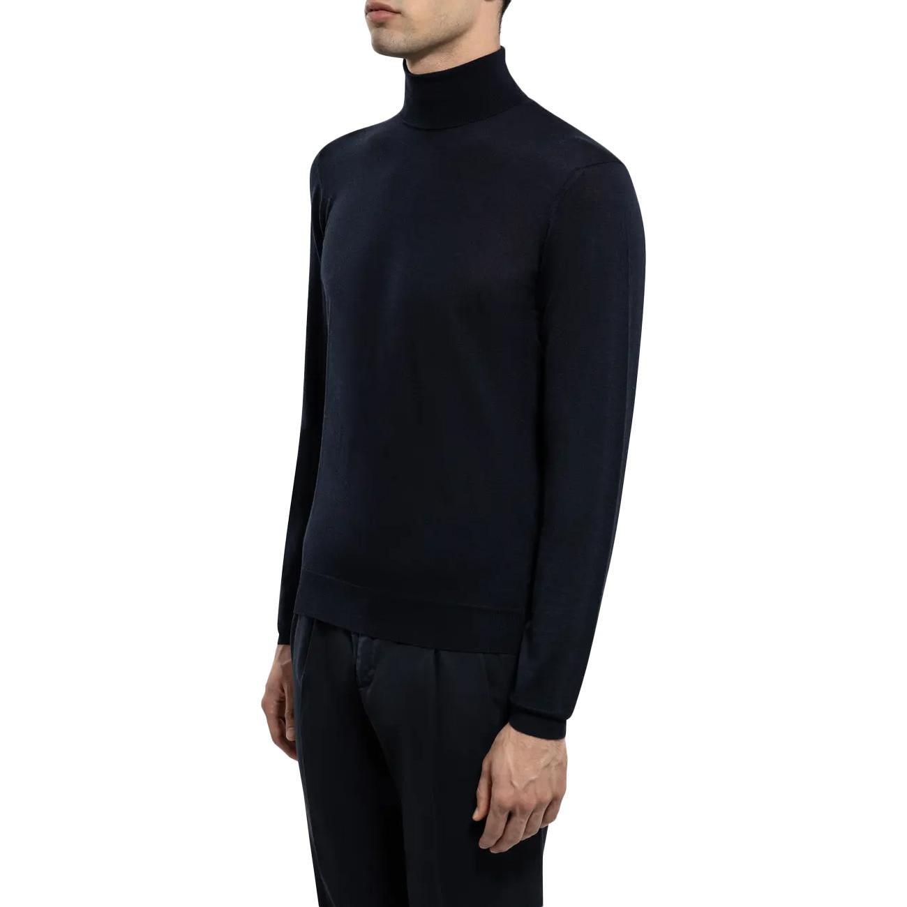 Maglia A Collo Alto In Lana Merino D0D104 790 NAVY DRUMOHR 
