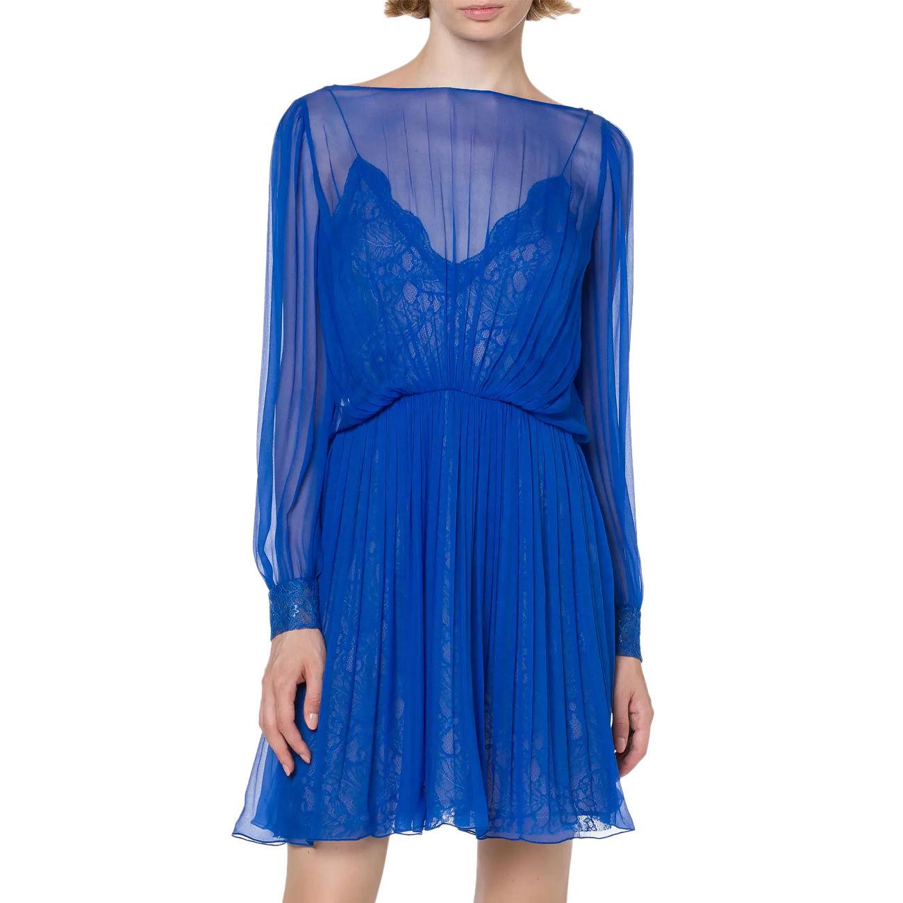 ABITO D. 100%SETA CHIFFON ALBERTA FERRETTI A042016140299 BLU ALBERTA FERRETTI 