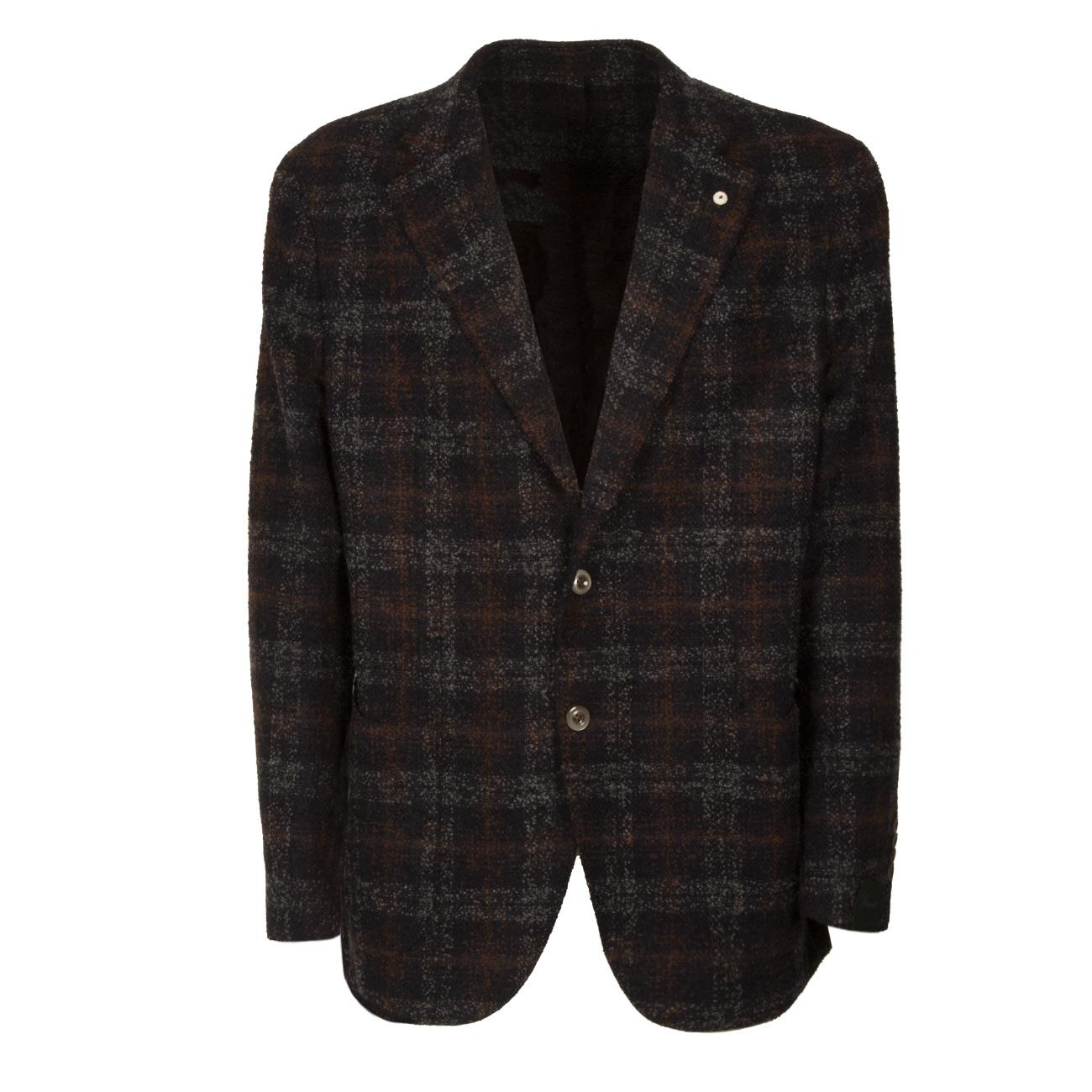 Giacca U.Regul.Boucle` C/Lana Check 2B+T.Appl. Brando 2898/72071 1BLU/RUGGINE BRANDO 