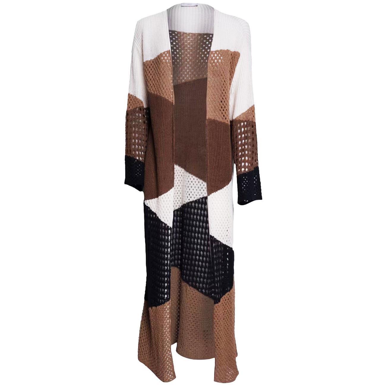 AKEP Maxi Kimono Manica Lunga A Rete MGKD13070 NERO 