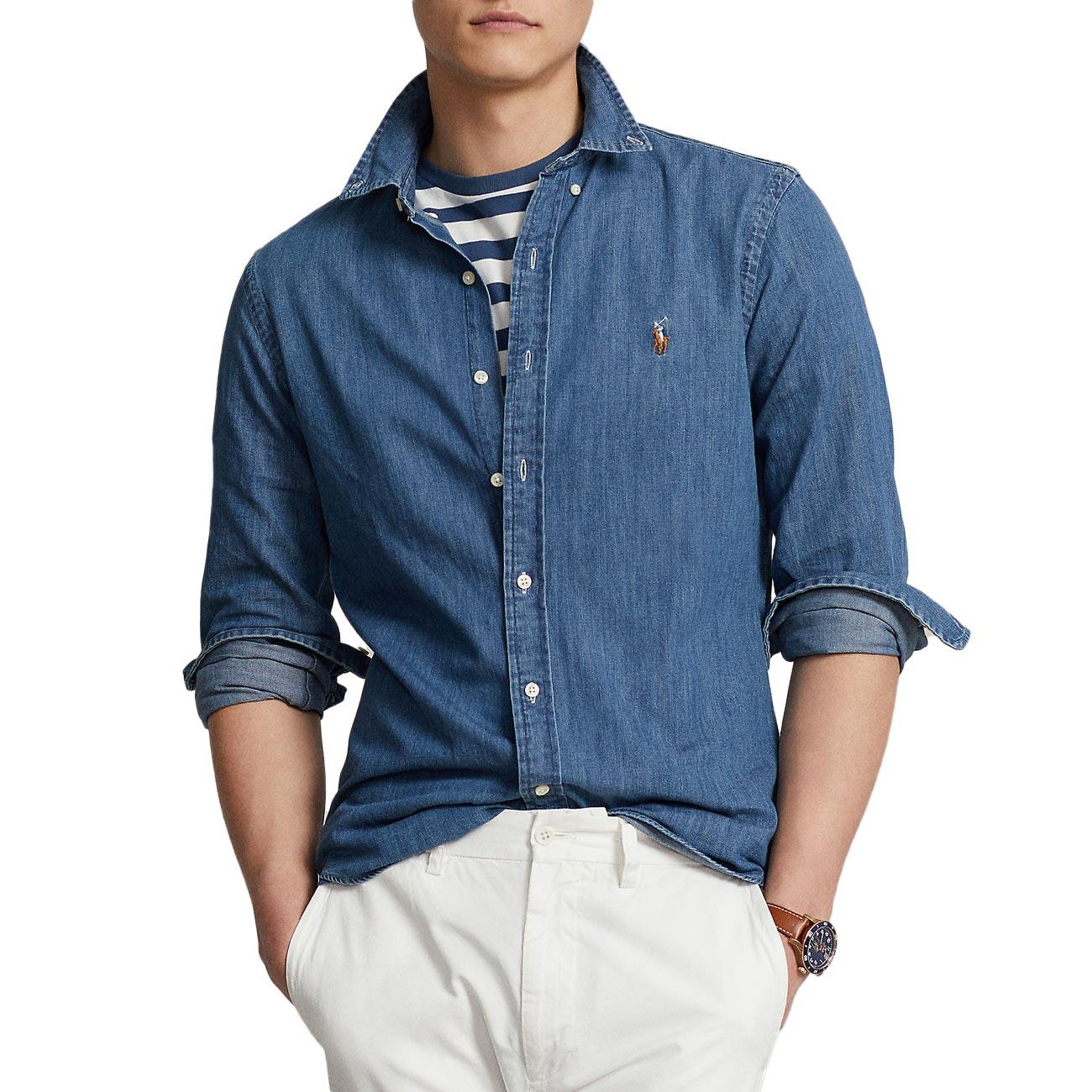 Camicia Oxford Slim Fit Uomo Denim 710548539 001 DENIM POLO RALPH LAUREN 