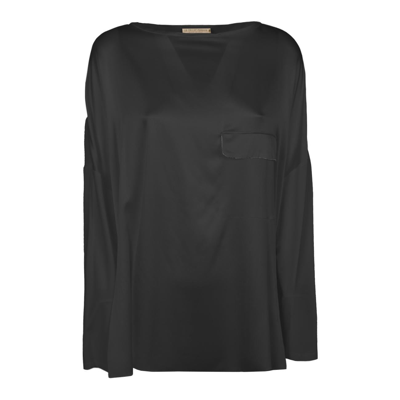 Blusa In Viscosa Donna Nero 66447 999 BLACK LE TRICOT PERUGIA 